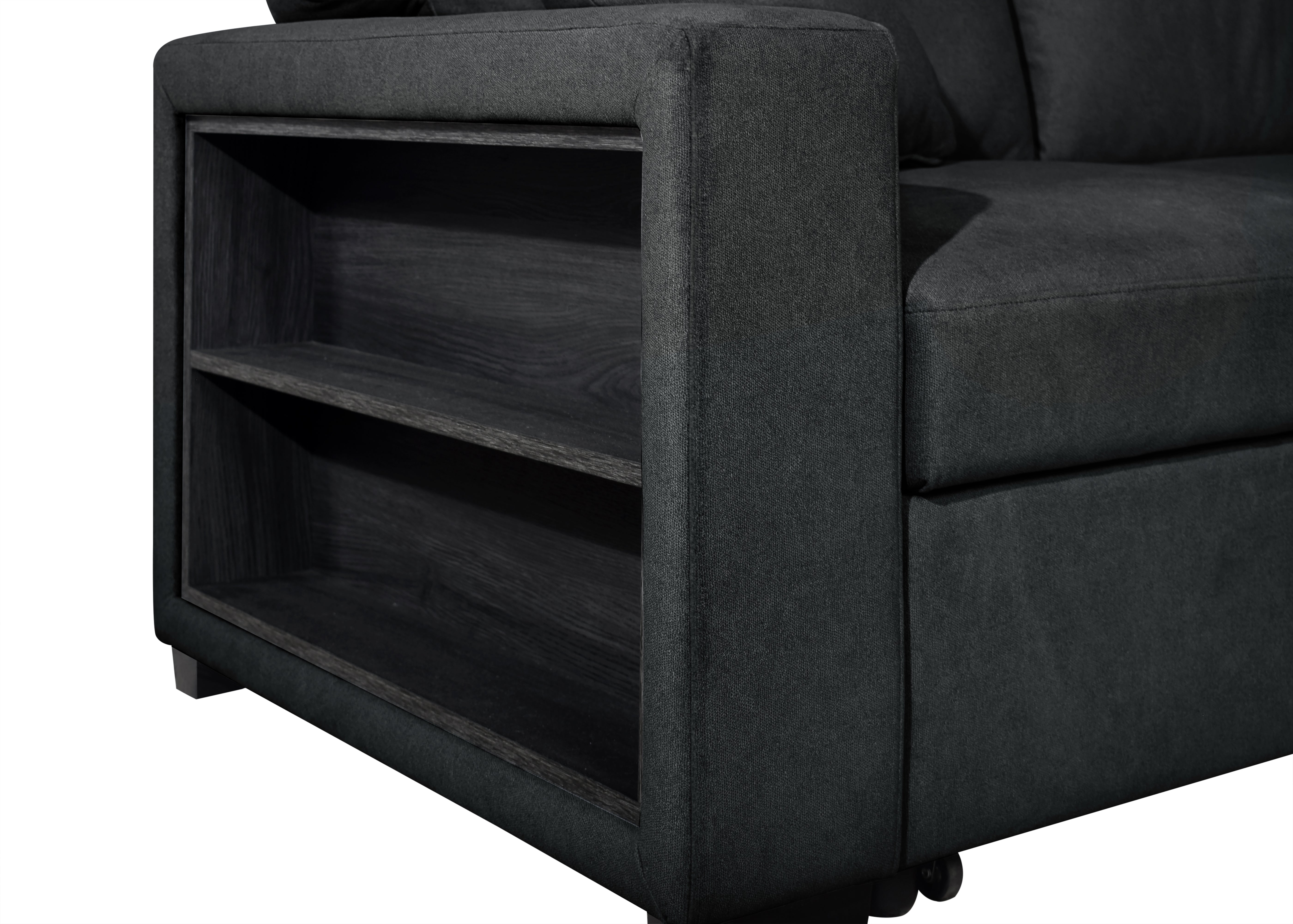 Bexley Black Sofa and Loveseat Set with Bookcase Arms, view 8