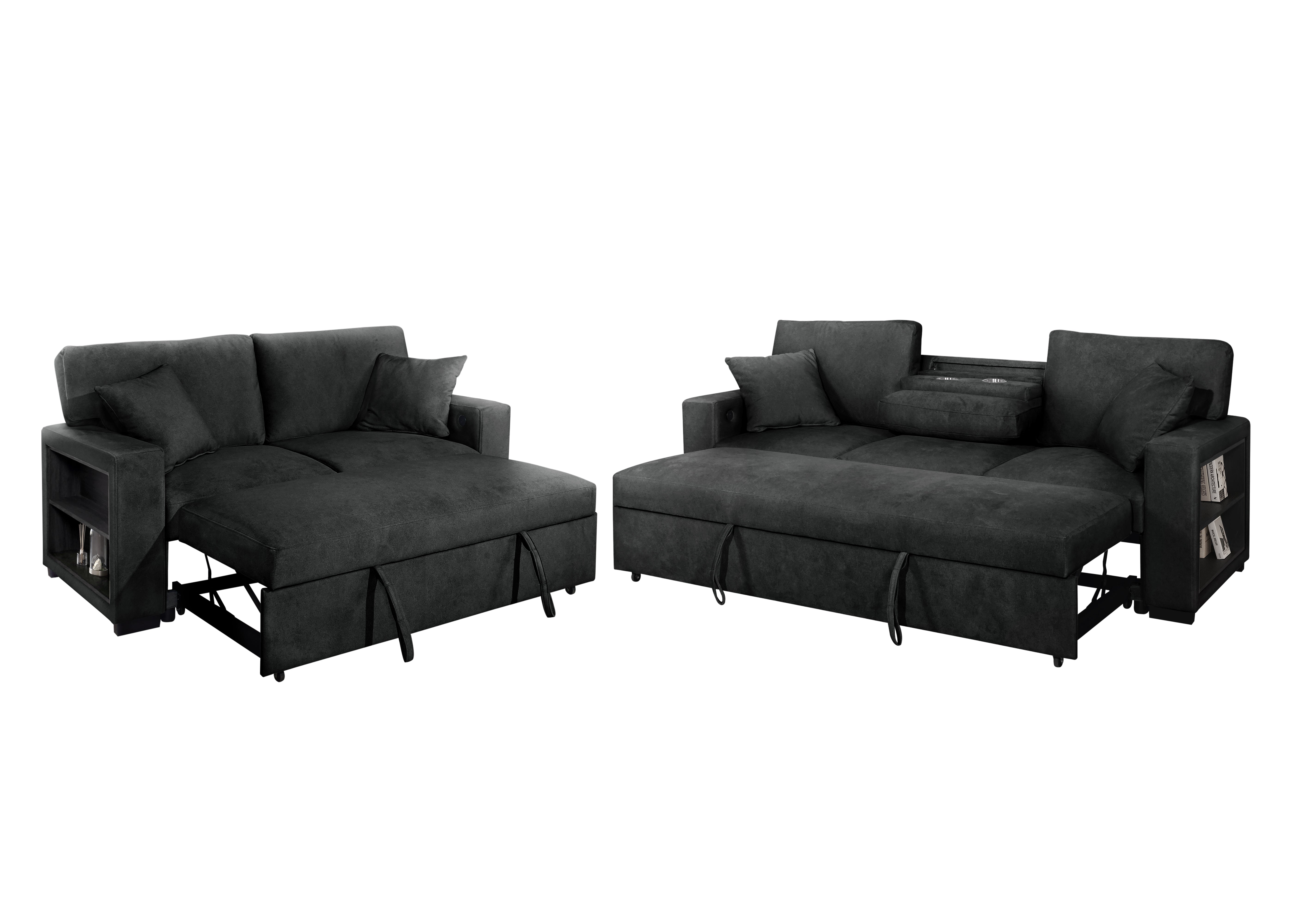 Bexley Black Sofa and Loveseat Set with Bookcase Arms, view 4