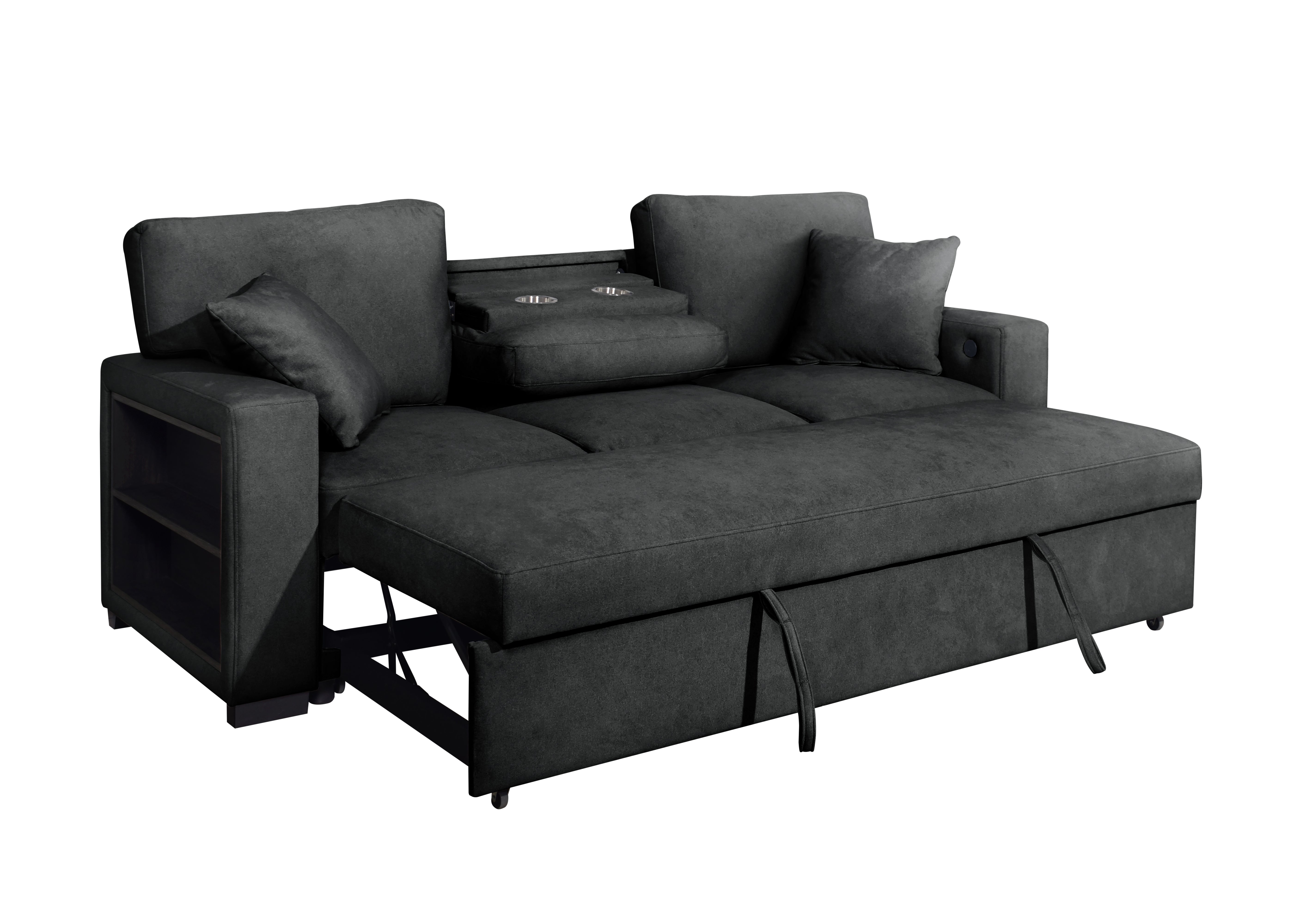 Bexley Black Sofa and Loveseat Set with Bookcase Arms, view 6