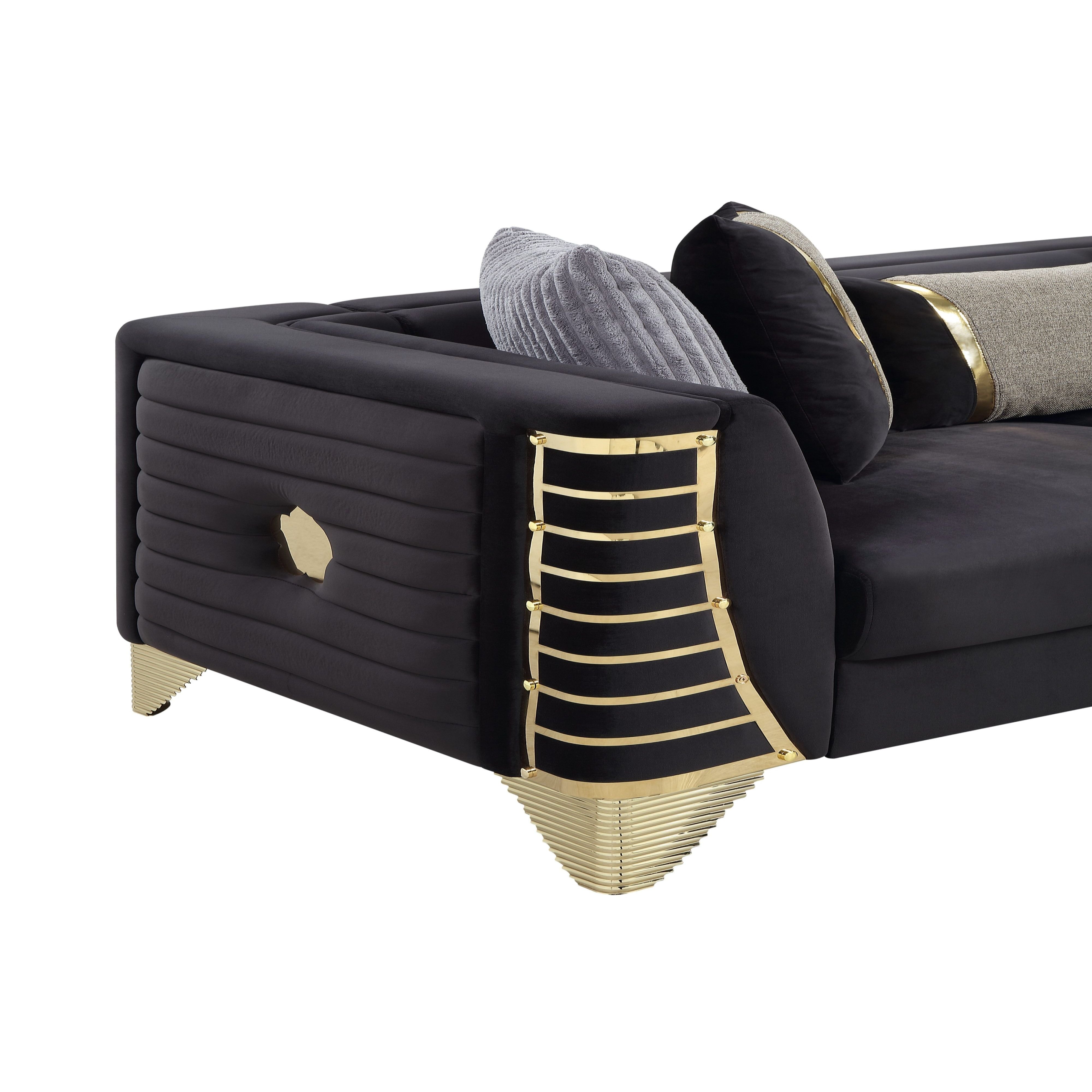 Donovan Black Velvet Sectional, view 3