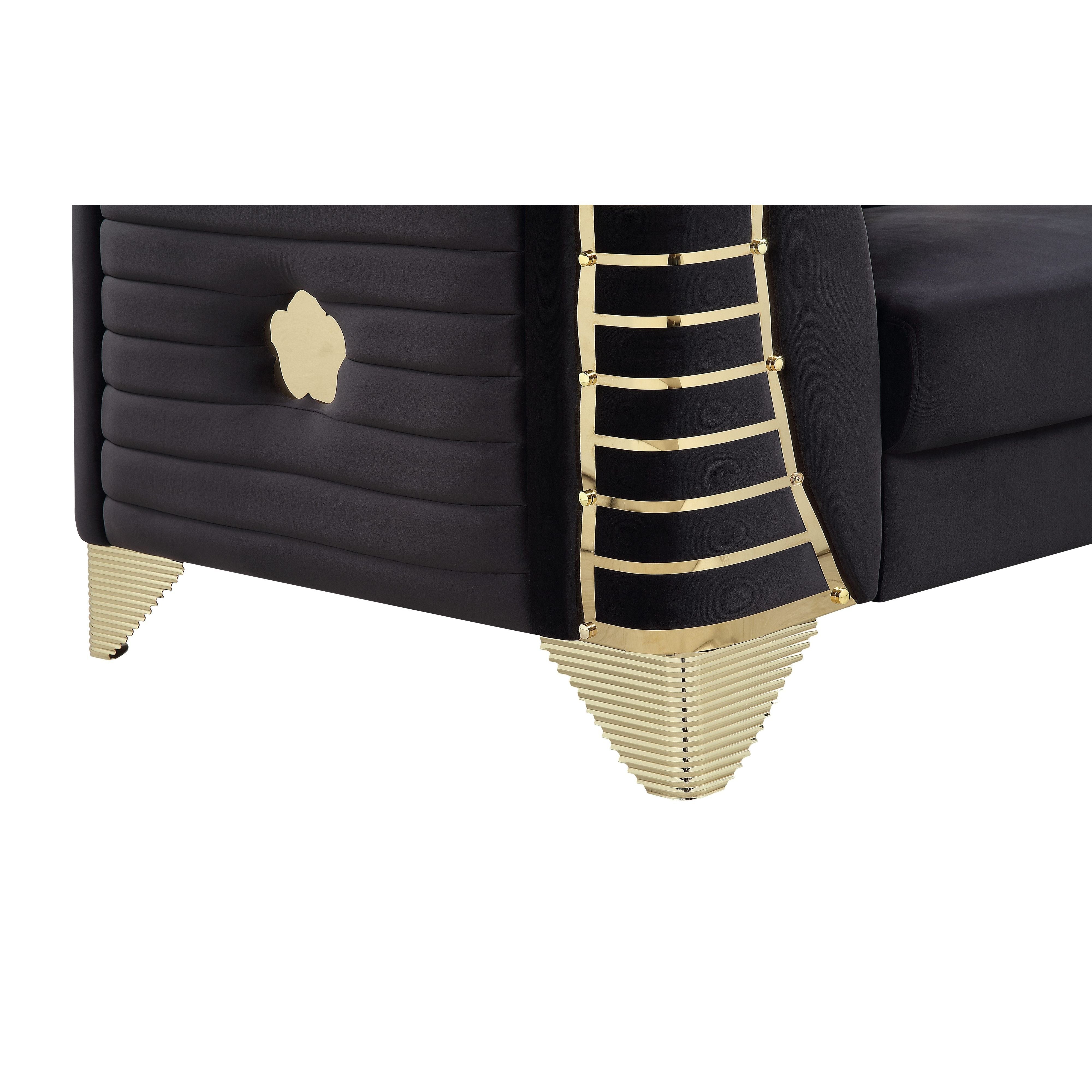 Donovan Black Velvet Sectional, view 4