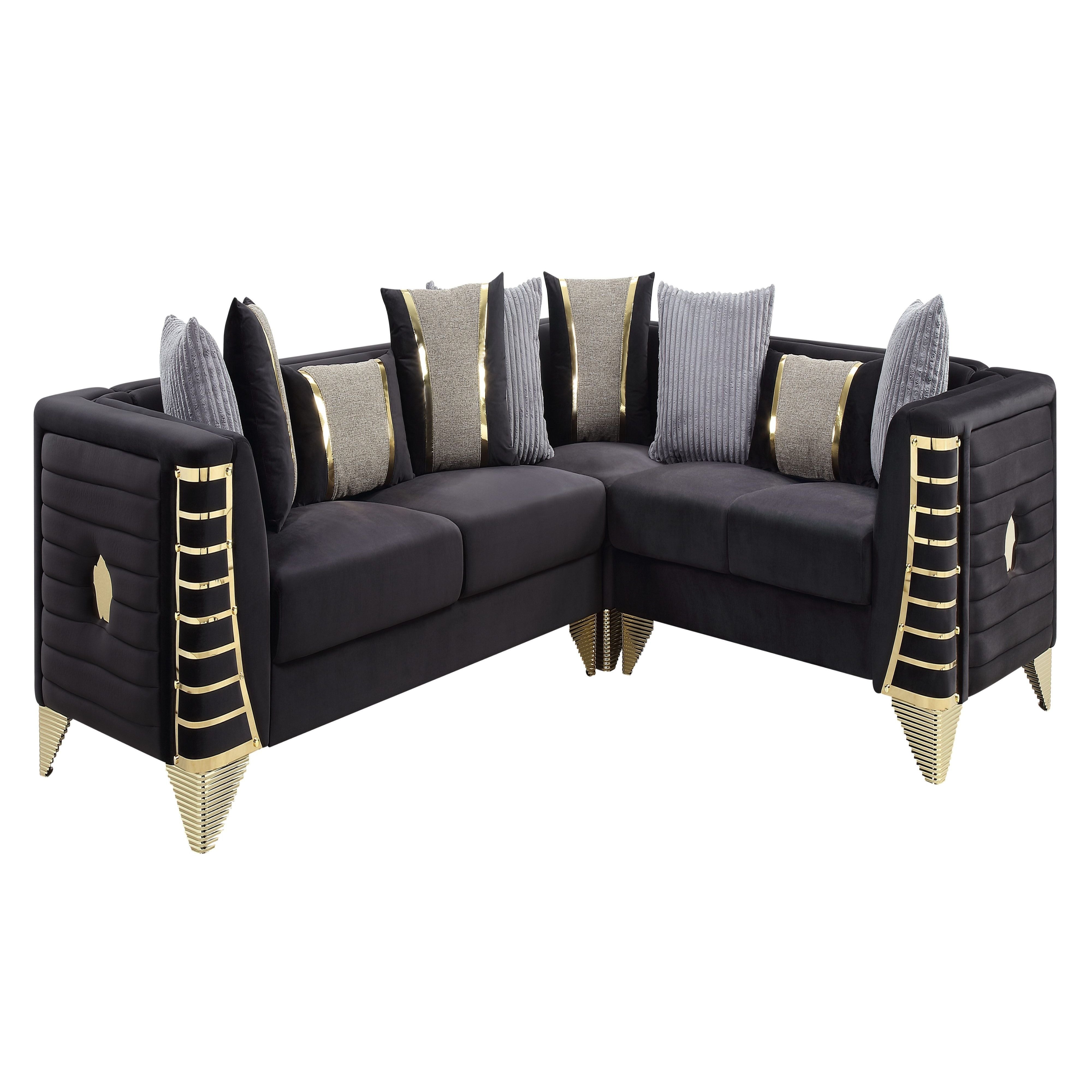 Donovan Black Velvet Sectional, view 2