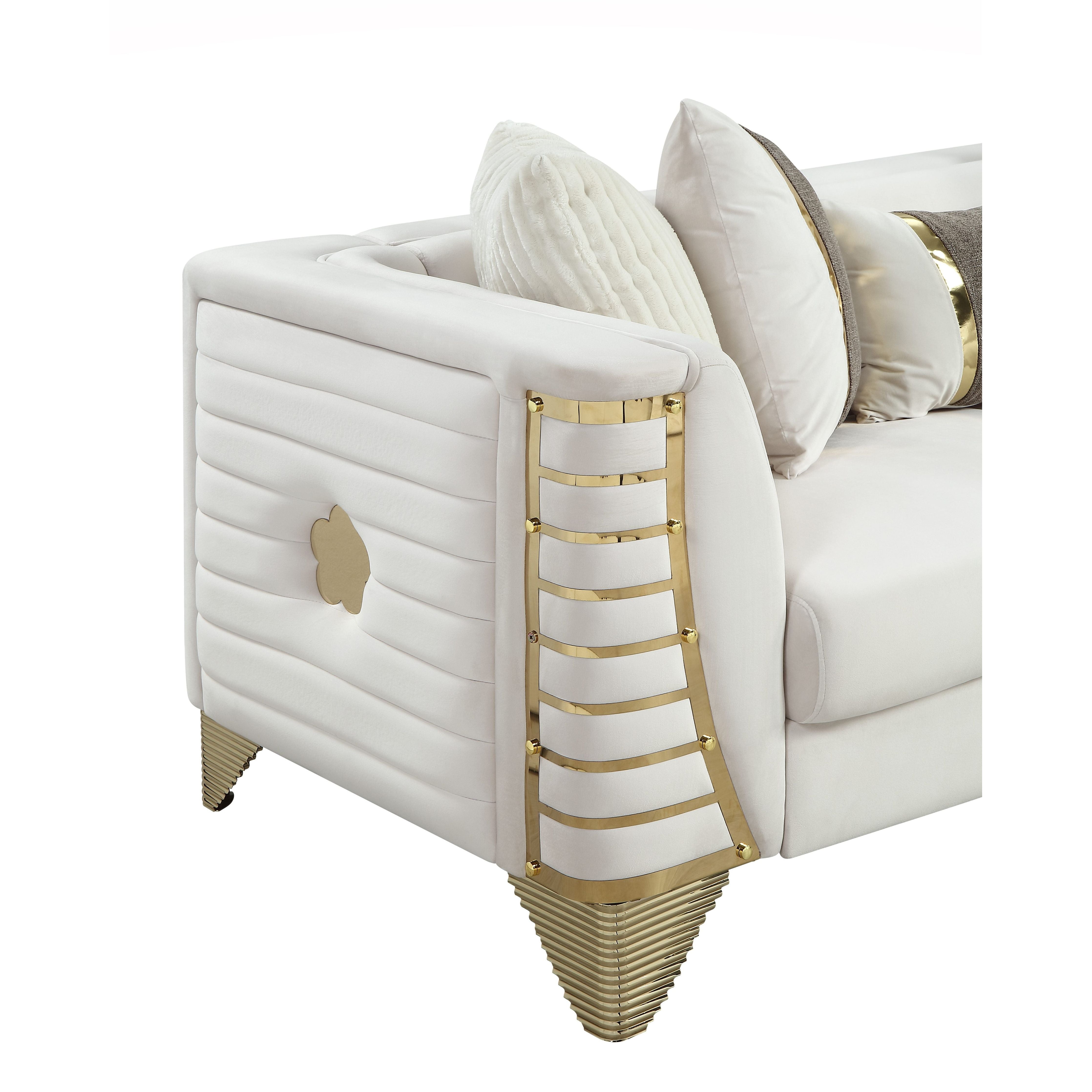 Donovan Cream Velvet Sectional, view 3