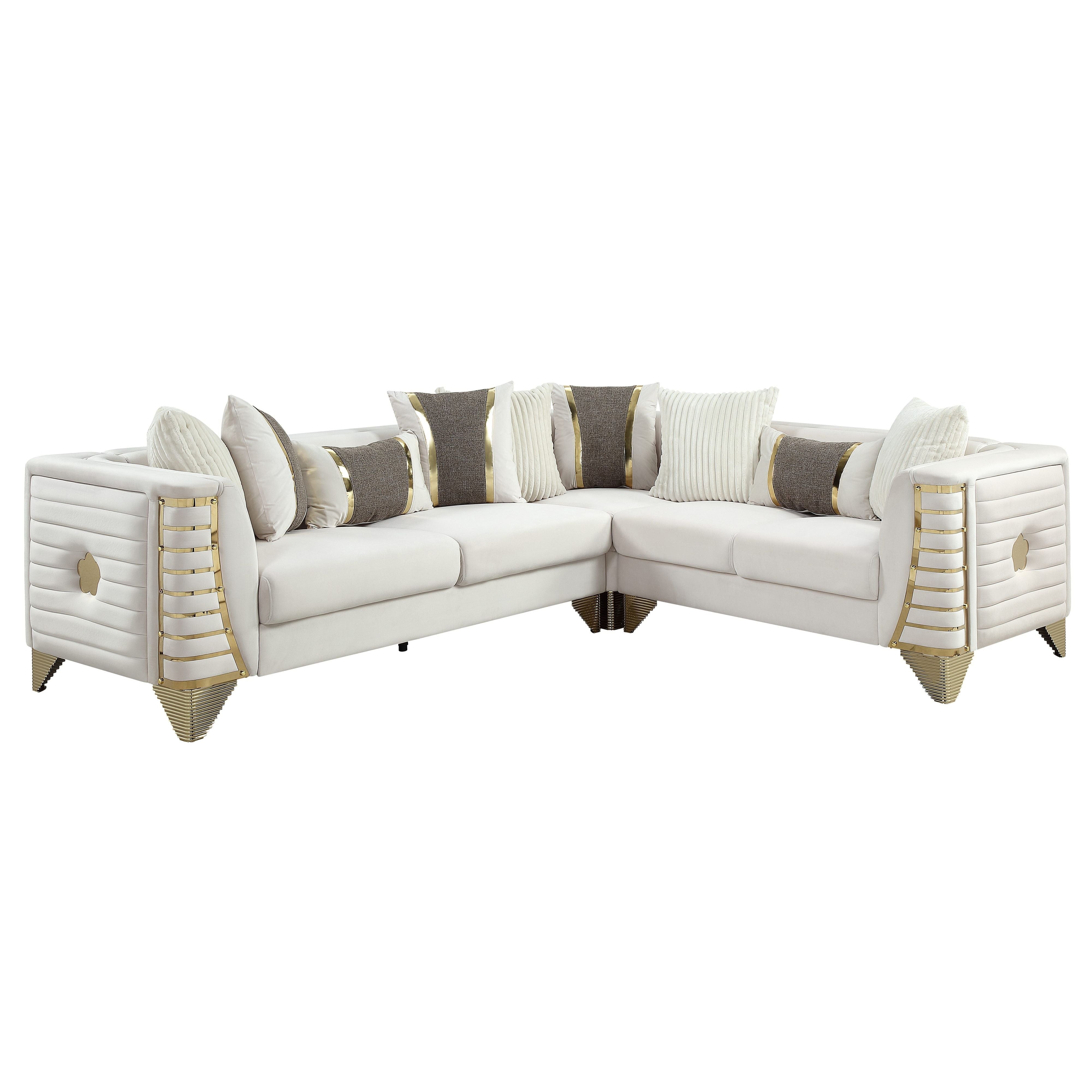Donovan Cream Velvet Sectional, view 4