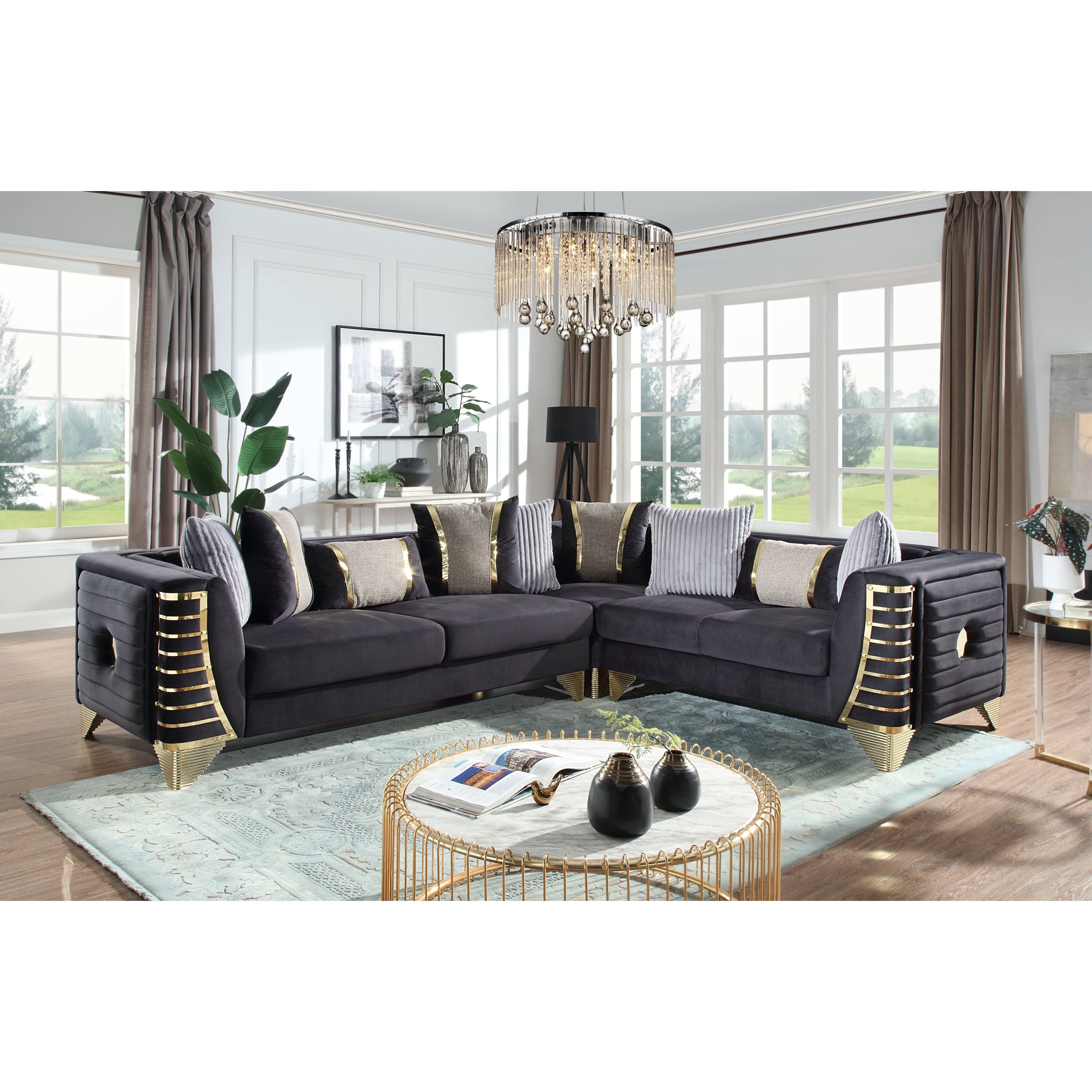 Donovan Black Velvet Sectional