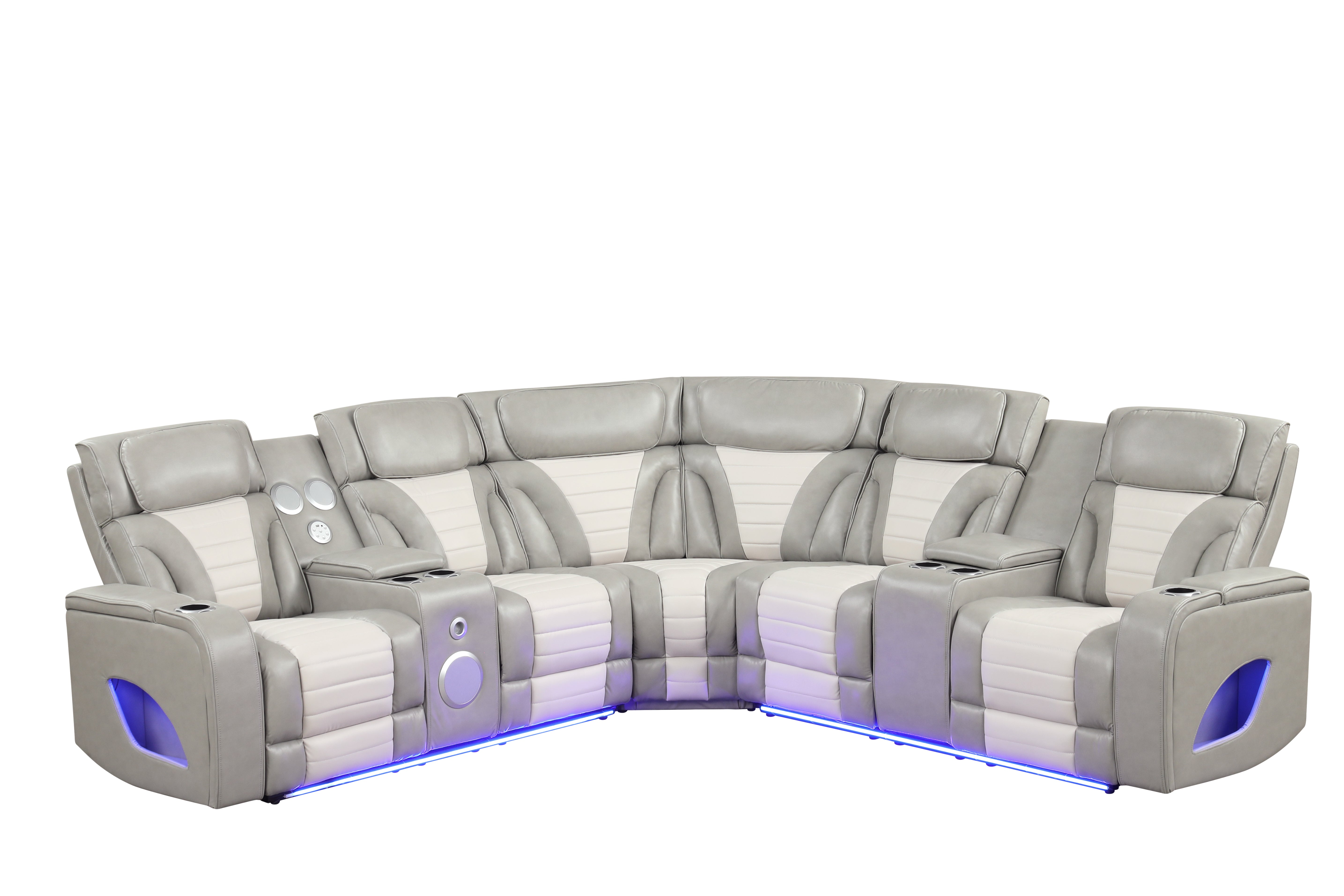 Robin Gray Power Reclining Sectional with Bluetooth Speakers and LED Lights, view 8