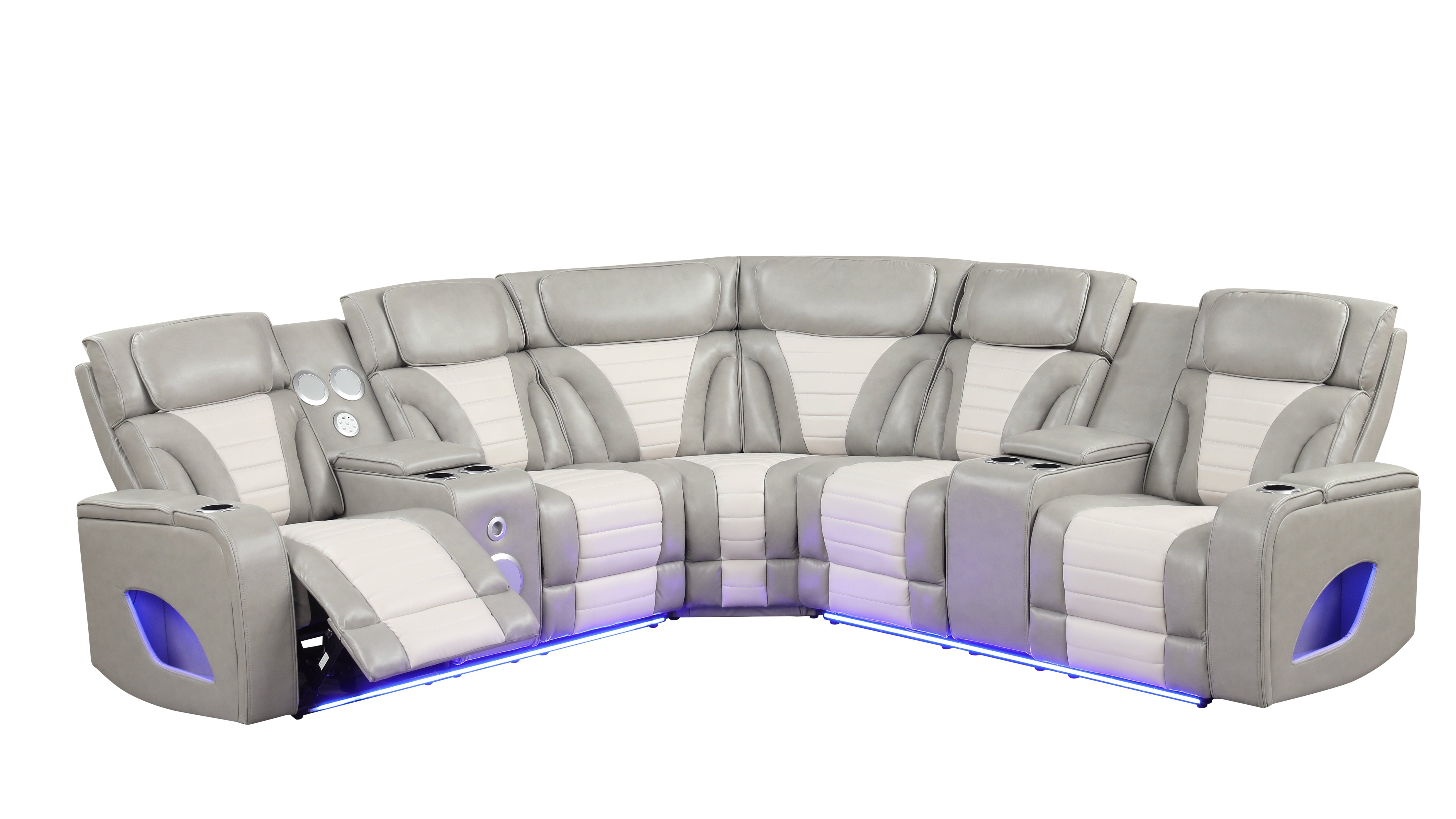 Robin Gray Power Reclining Sectional with Bluetooth Speakers and LED Lights, view 3