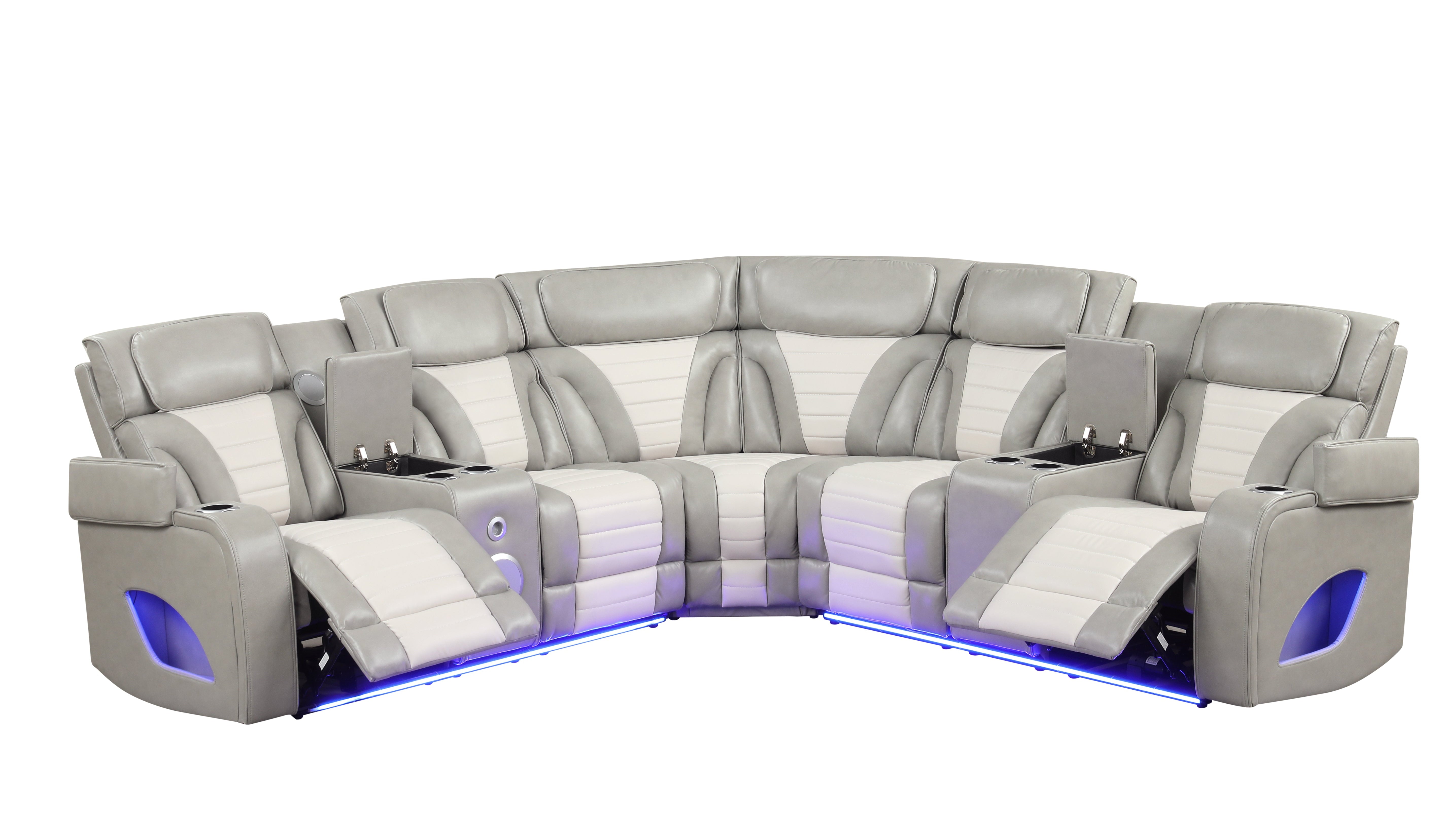 Robin Gray Power Reclining Sectional with Bluetooth Speakers and LED Lights, view 2
