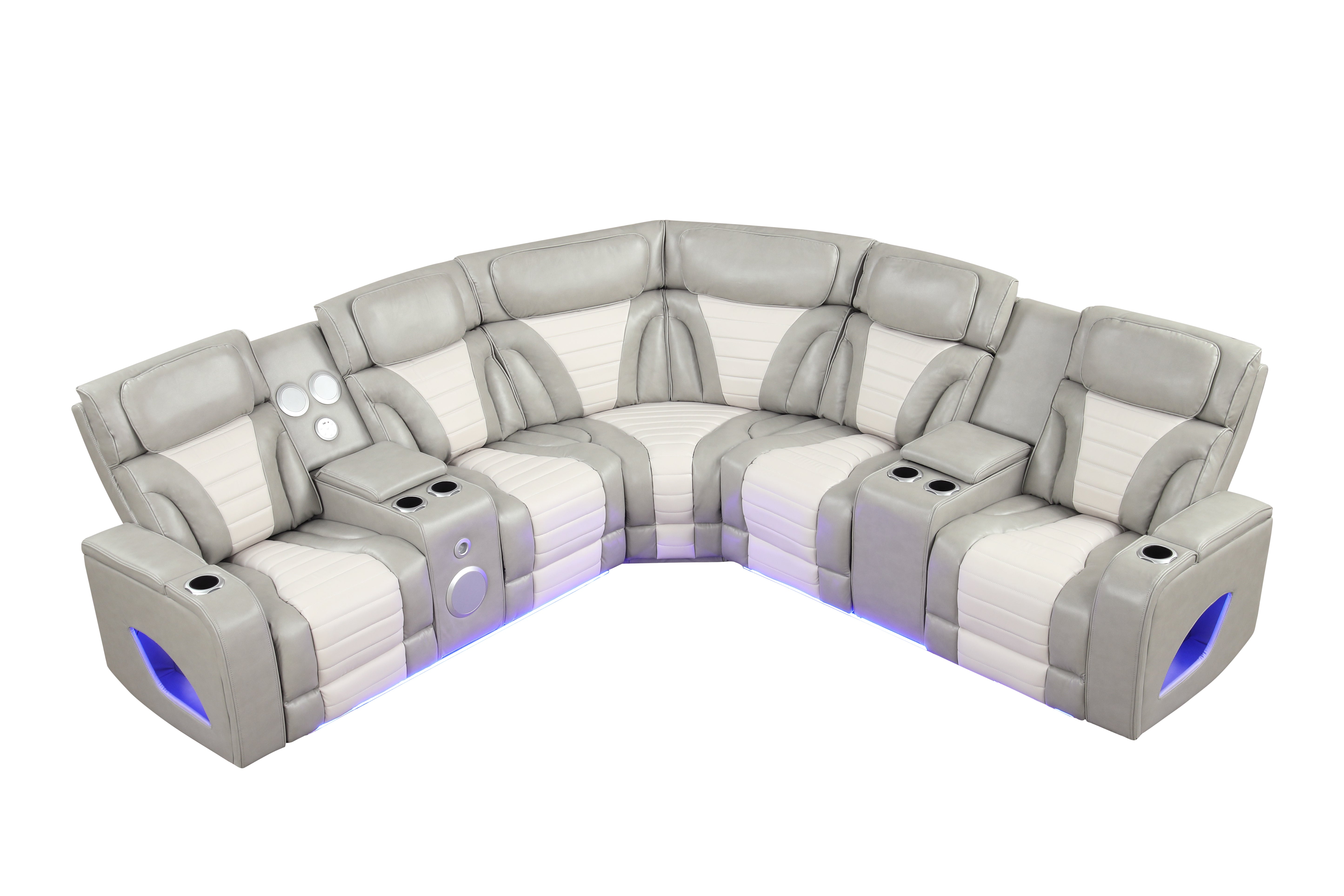 Robin Gray Power Reclining Sectional with Bluetooth Speakers and LED Lights, view 6