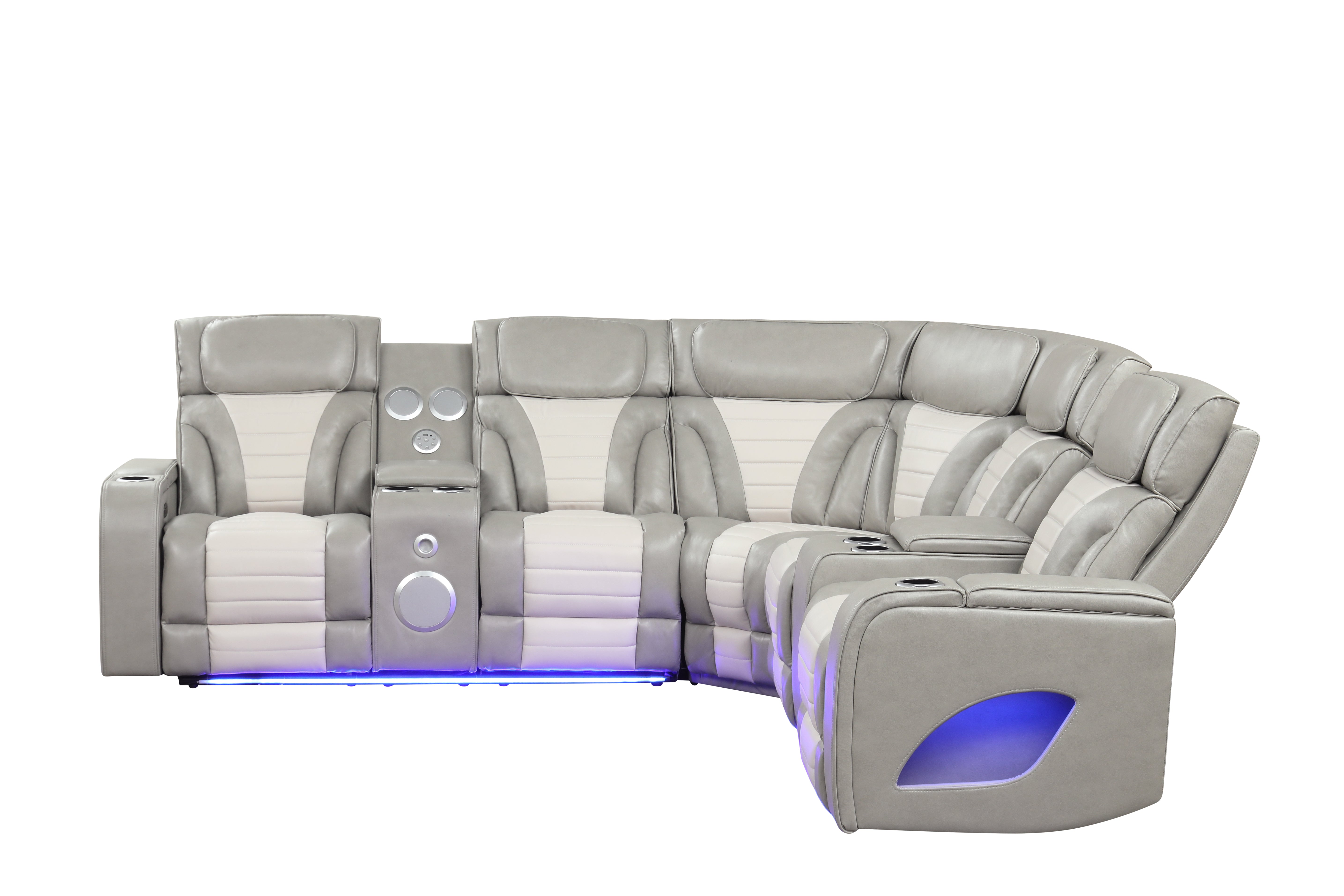 Robin Gray Power Reclining Sectional with Bluetooth Speakers and LED Lights, view 7
