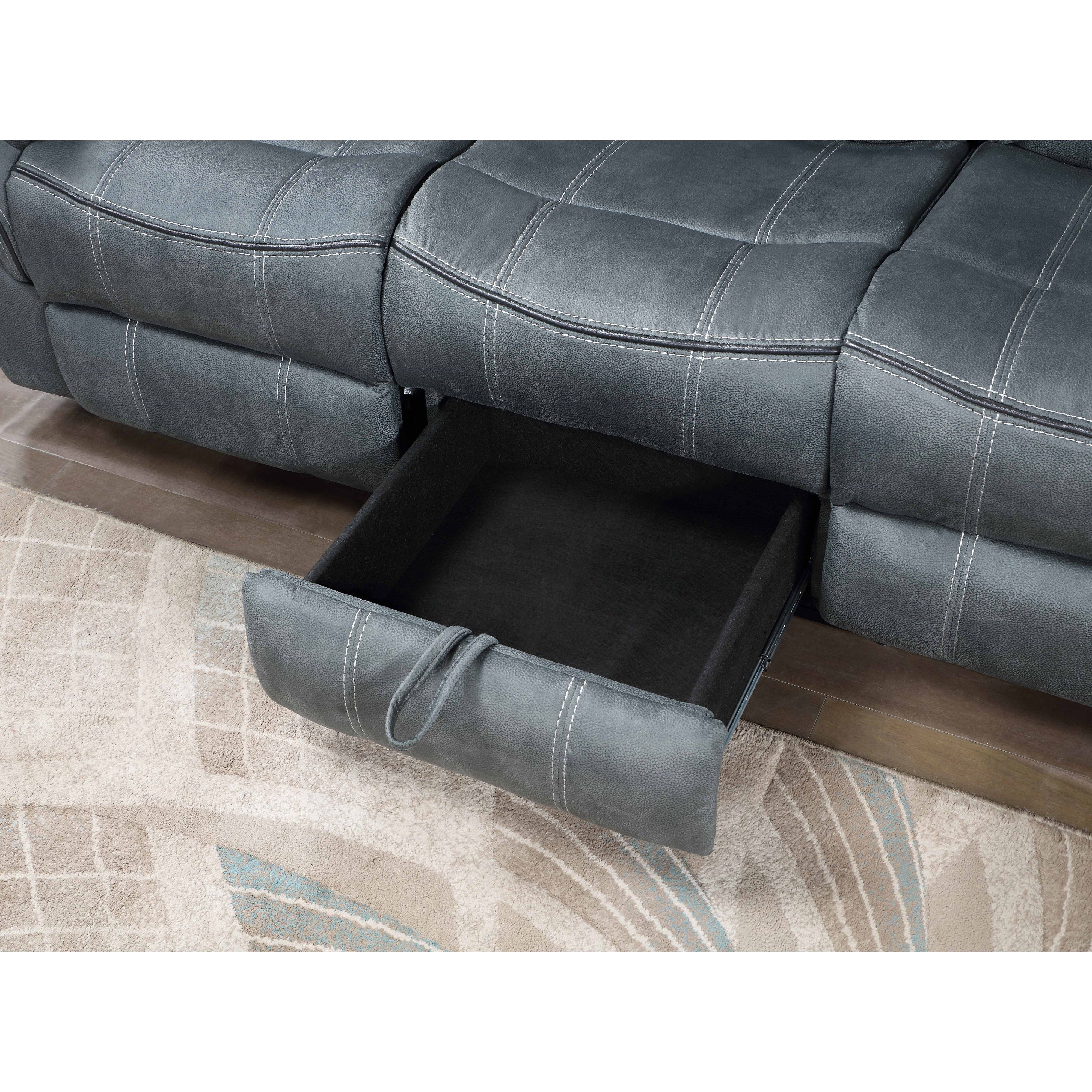 Rio Grande Gray Microfiber Reclining Set with Drop-Down Table, view 4