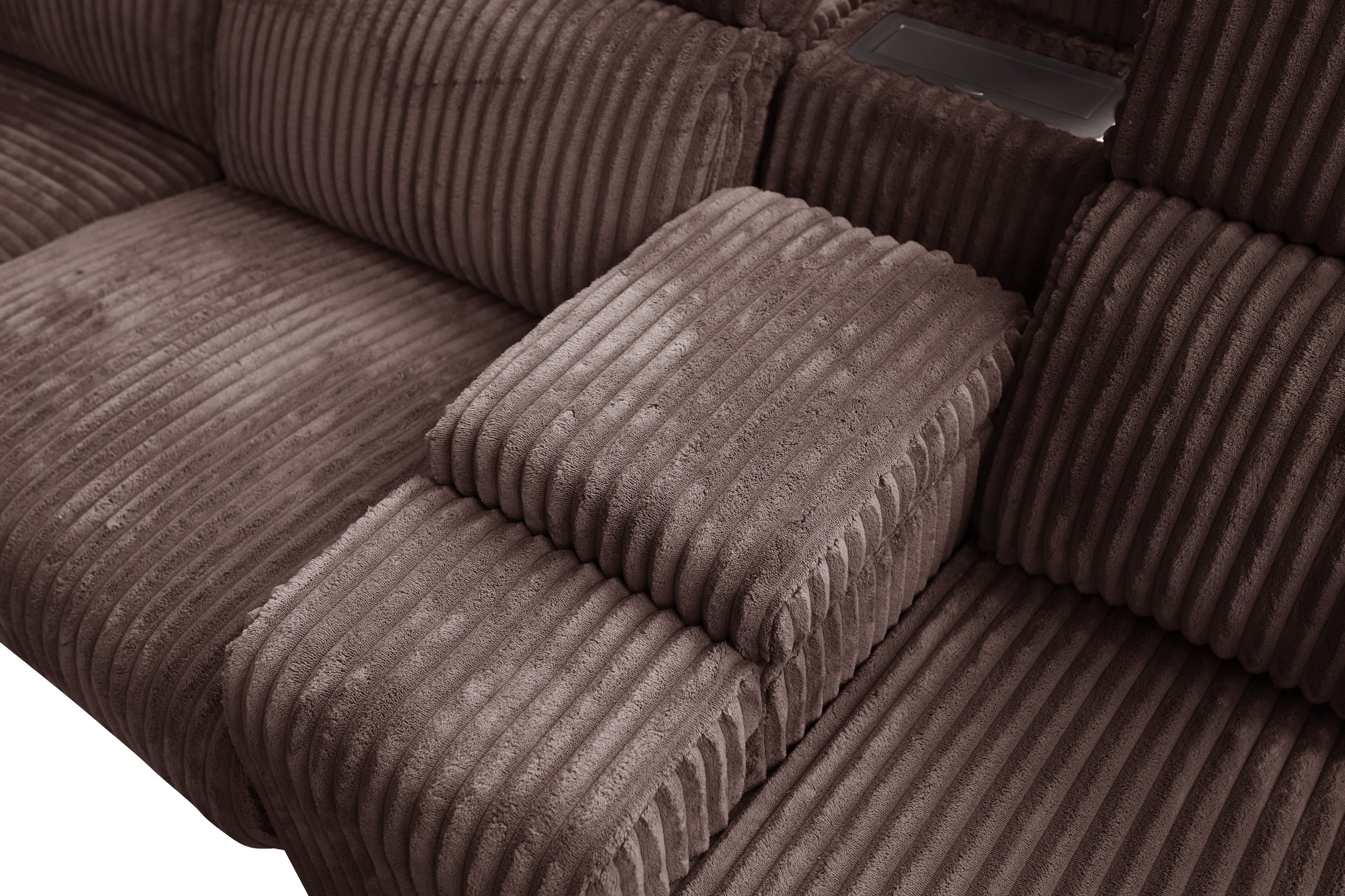 Yash Brown Corduroy Power Reclining Sectional with Storage Console, view 6