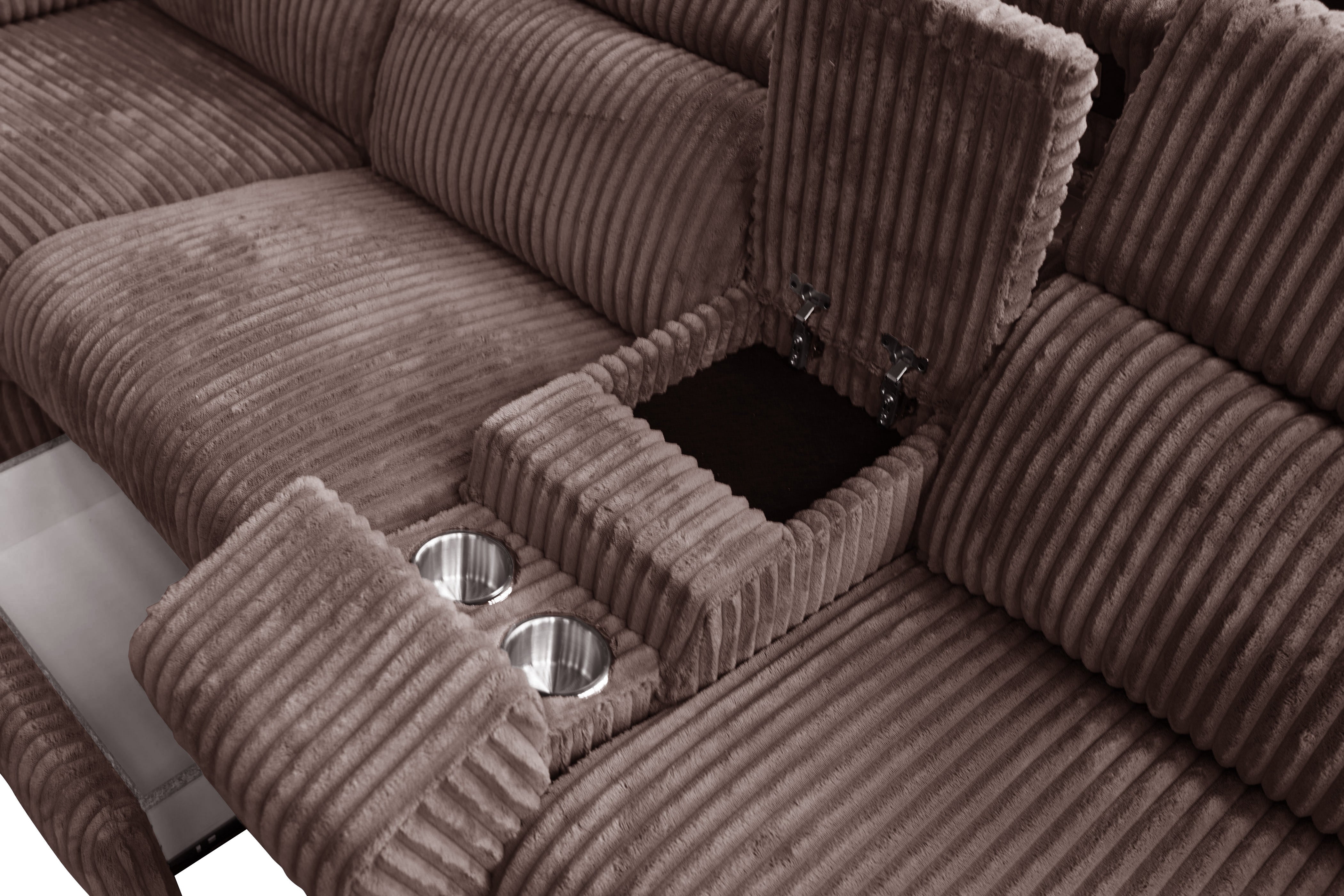 Yash Brown Corduroy Power Reclining Sectional with Storage Console, view 2