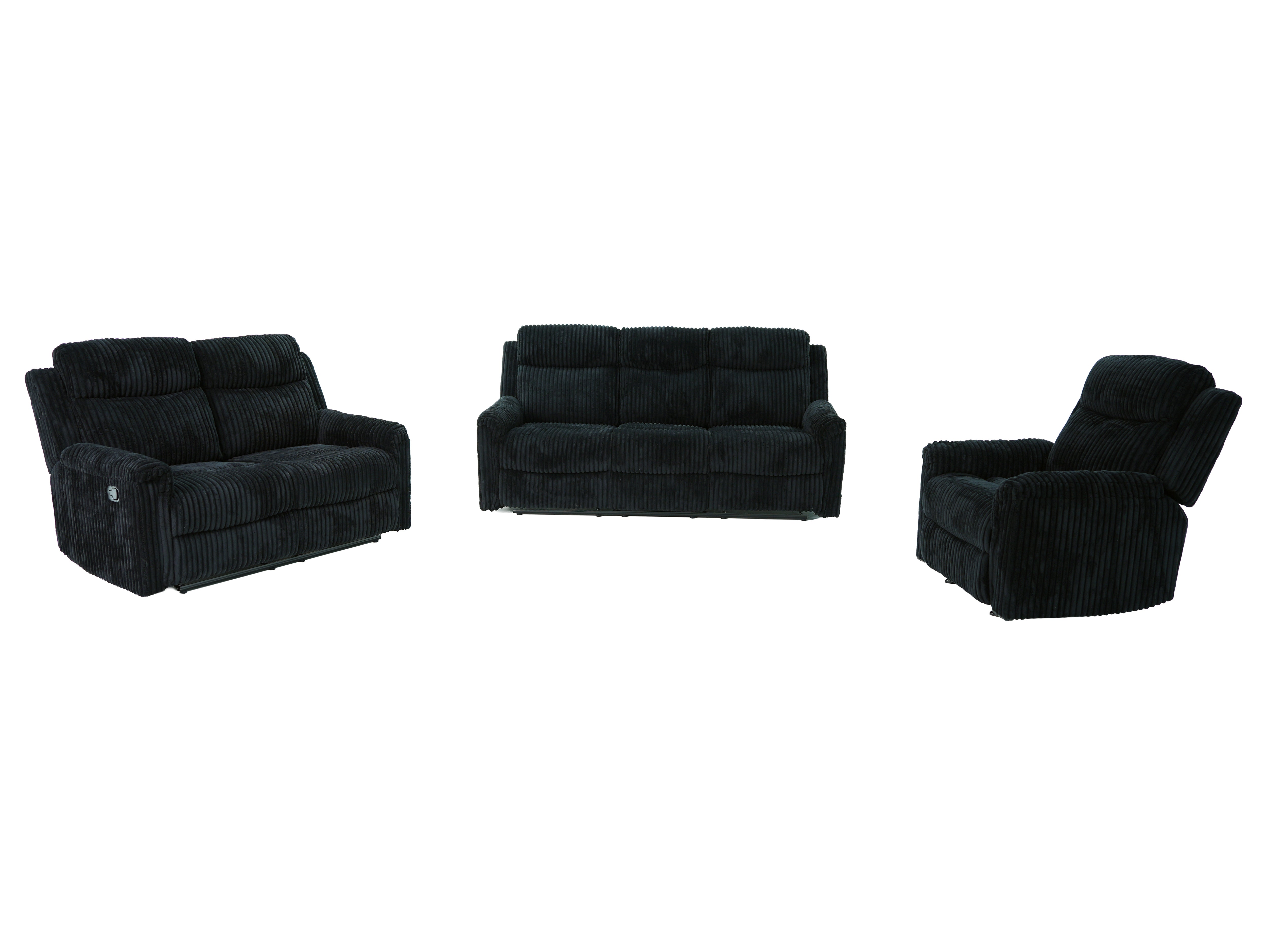 Grace Black Corduroy Reclining Set, view 10