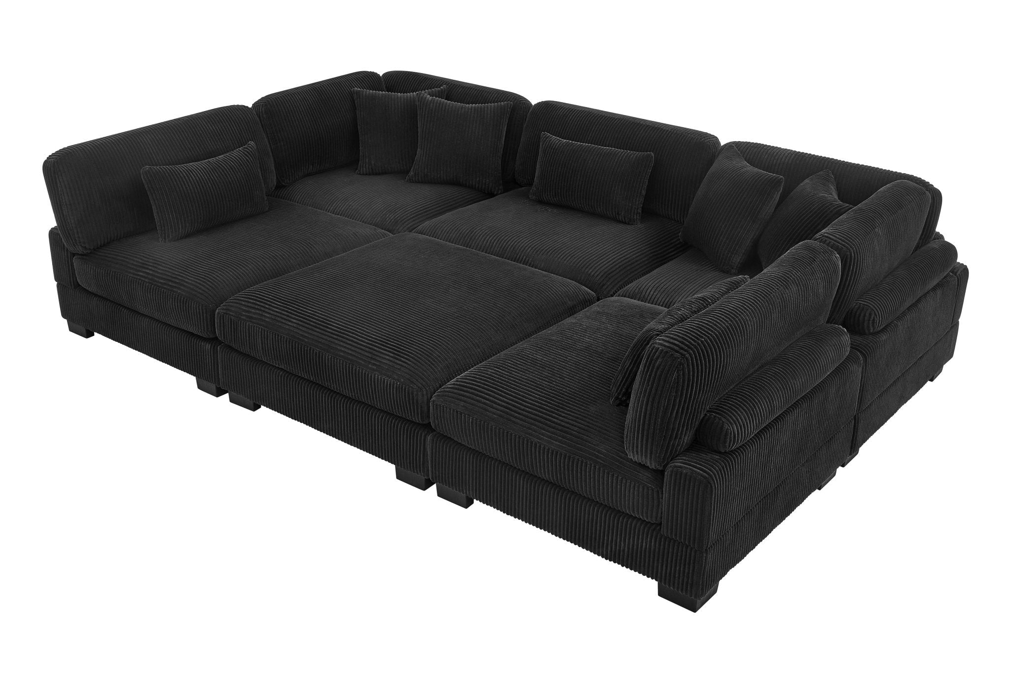 Supreme Black Corduroy 6-Piece Modular Sectional, view 2