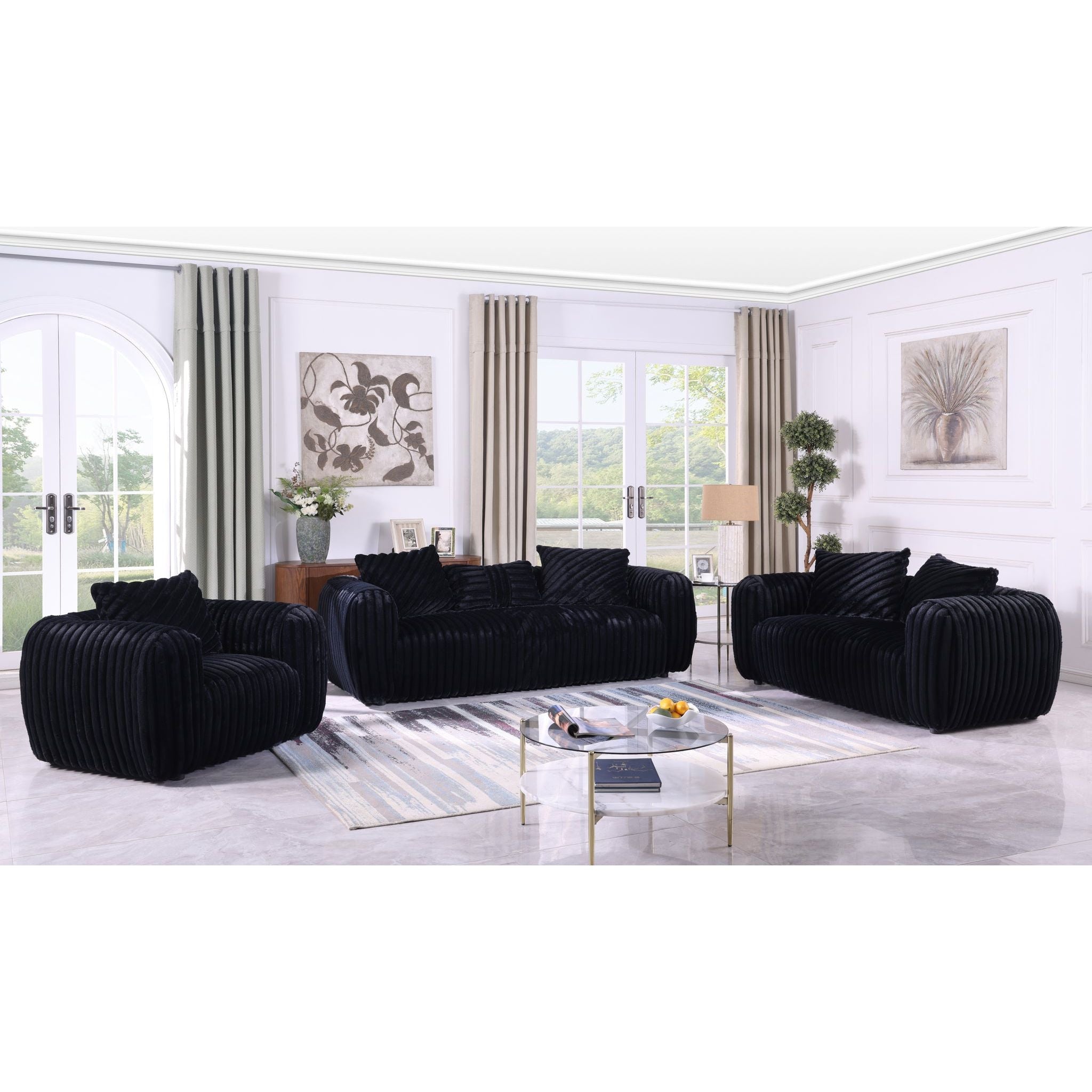 Eli Black Sofa and Loveseat Set, view 2