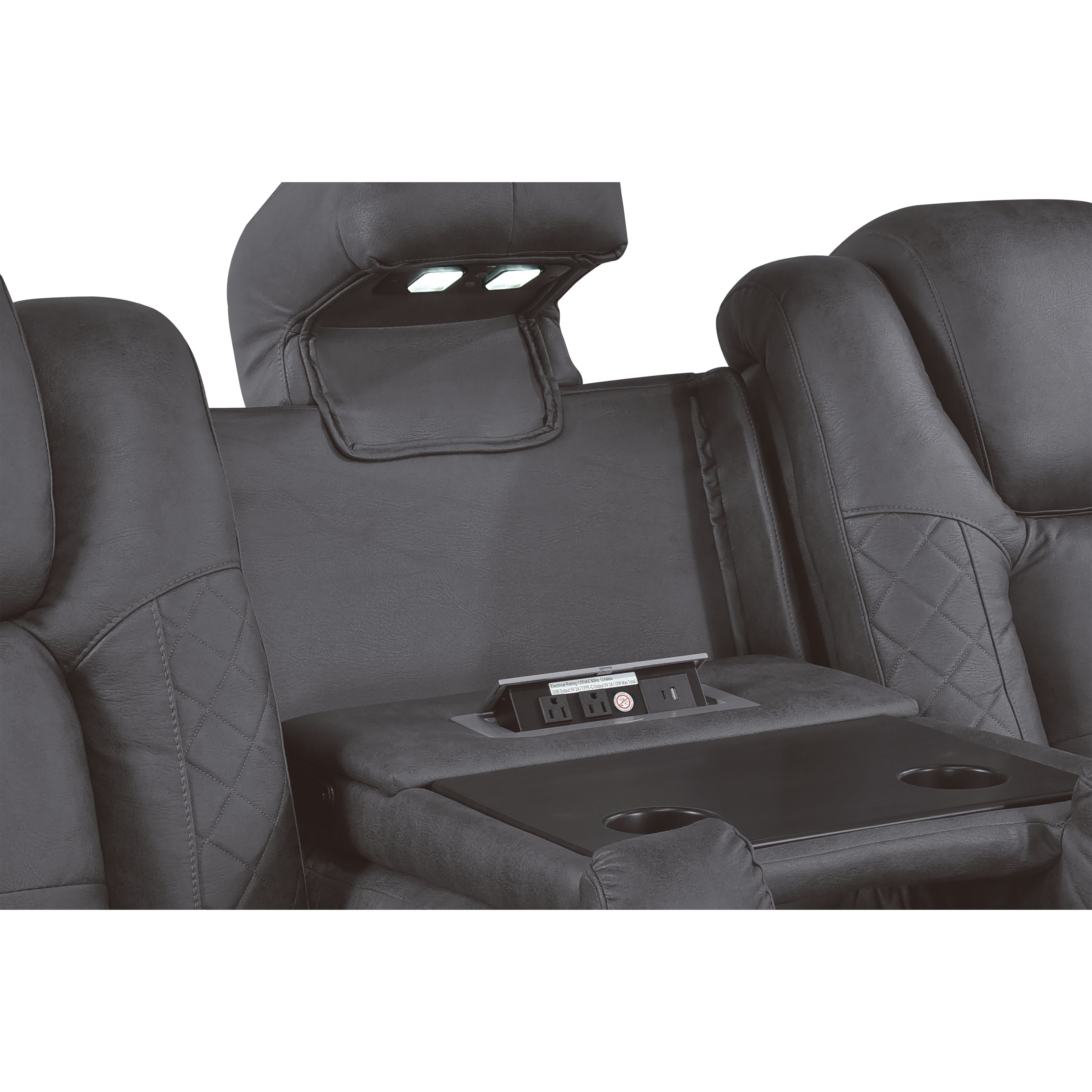 Gray Performance Fabric Power Reclining Sofa and Loveseat with LED Lights, view 5