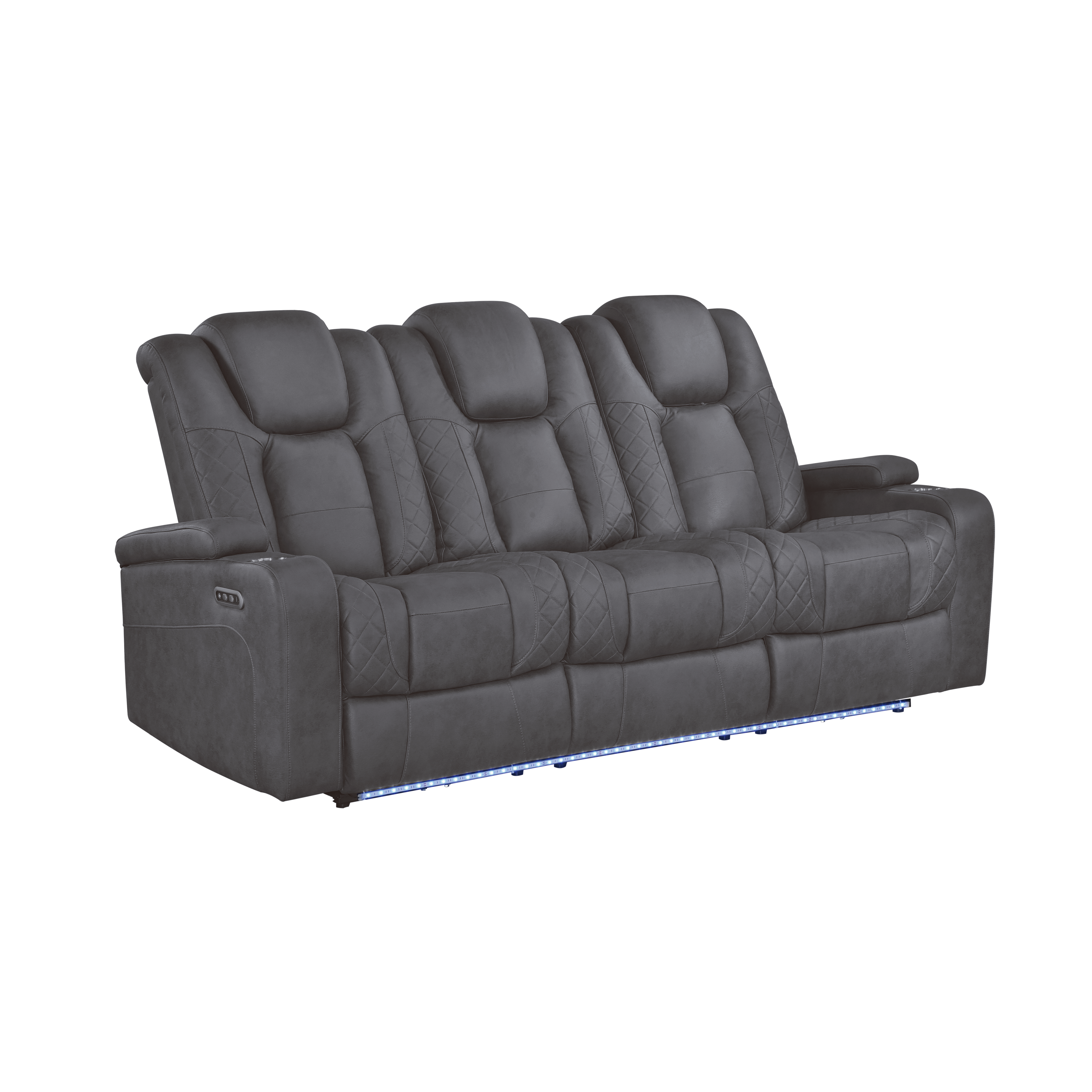 Gray Performance Fabric Power Reclining Sofa and Loveseat with LED Lights, view 9