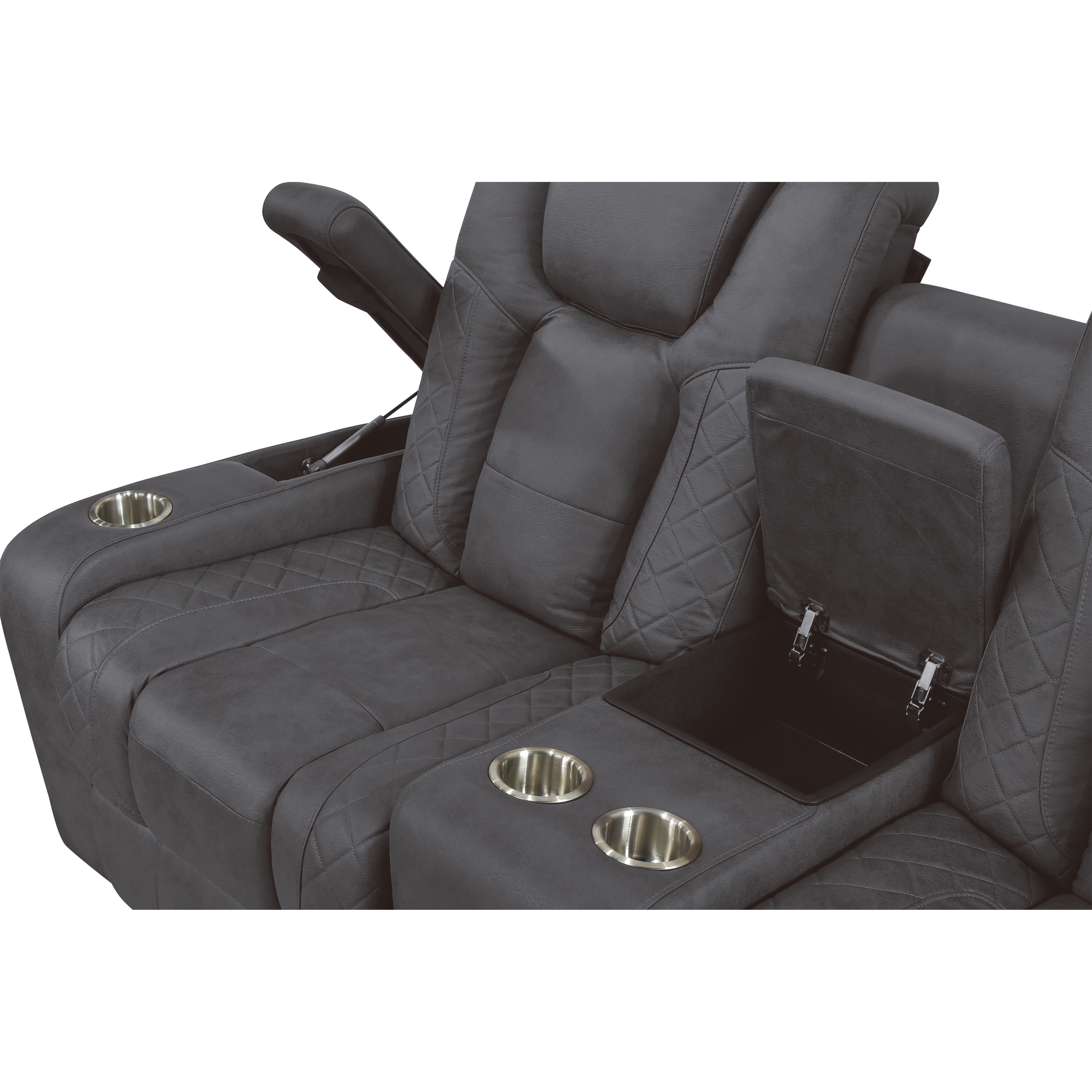 Gray Performance Fabric Power Reclining Sofa and Loveseat with LED Lights, view 6