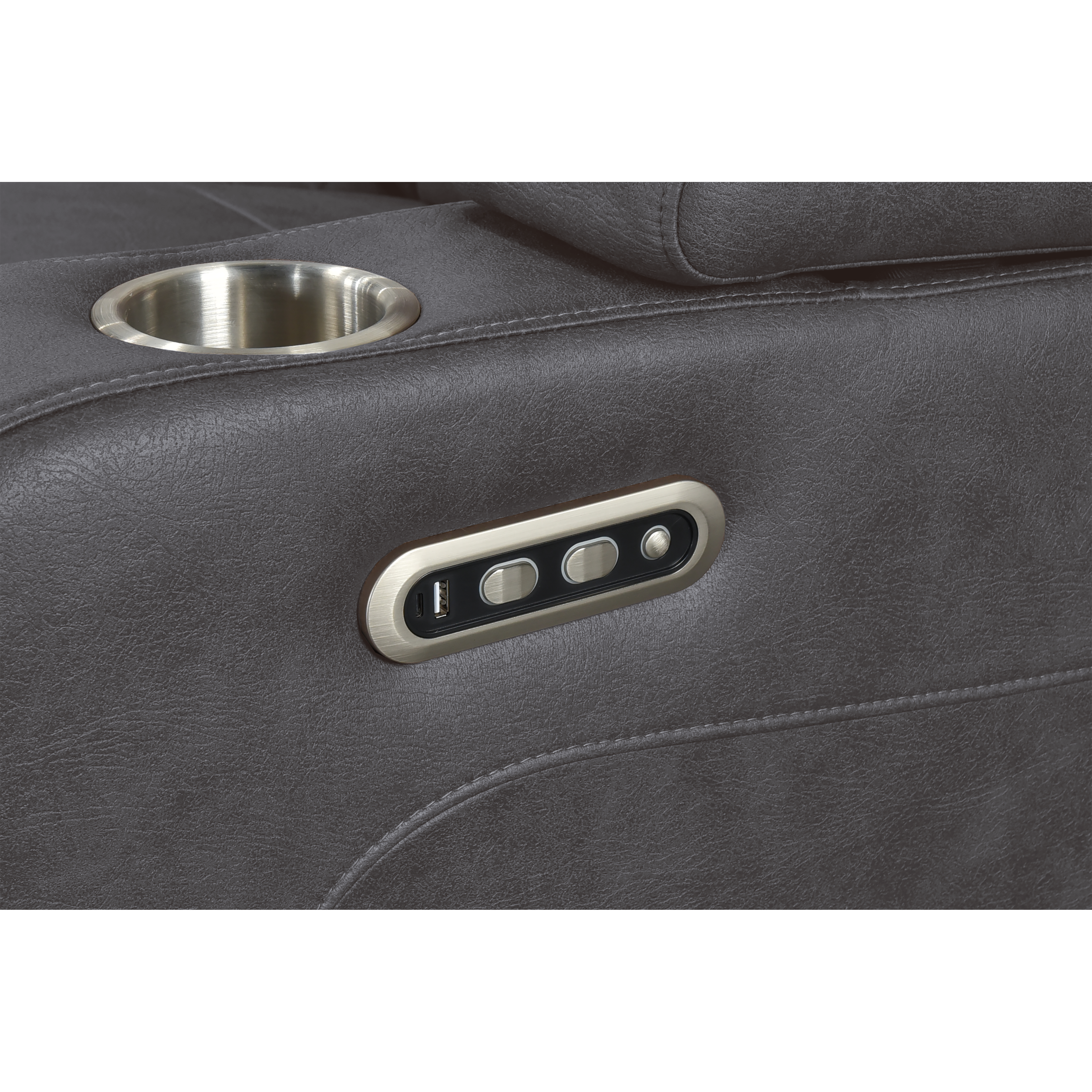 Gray Performance Fabric Power Reclining Sofa and Loveseat with LED Lights, view 3