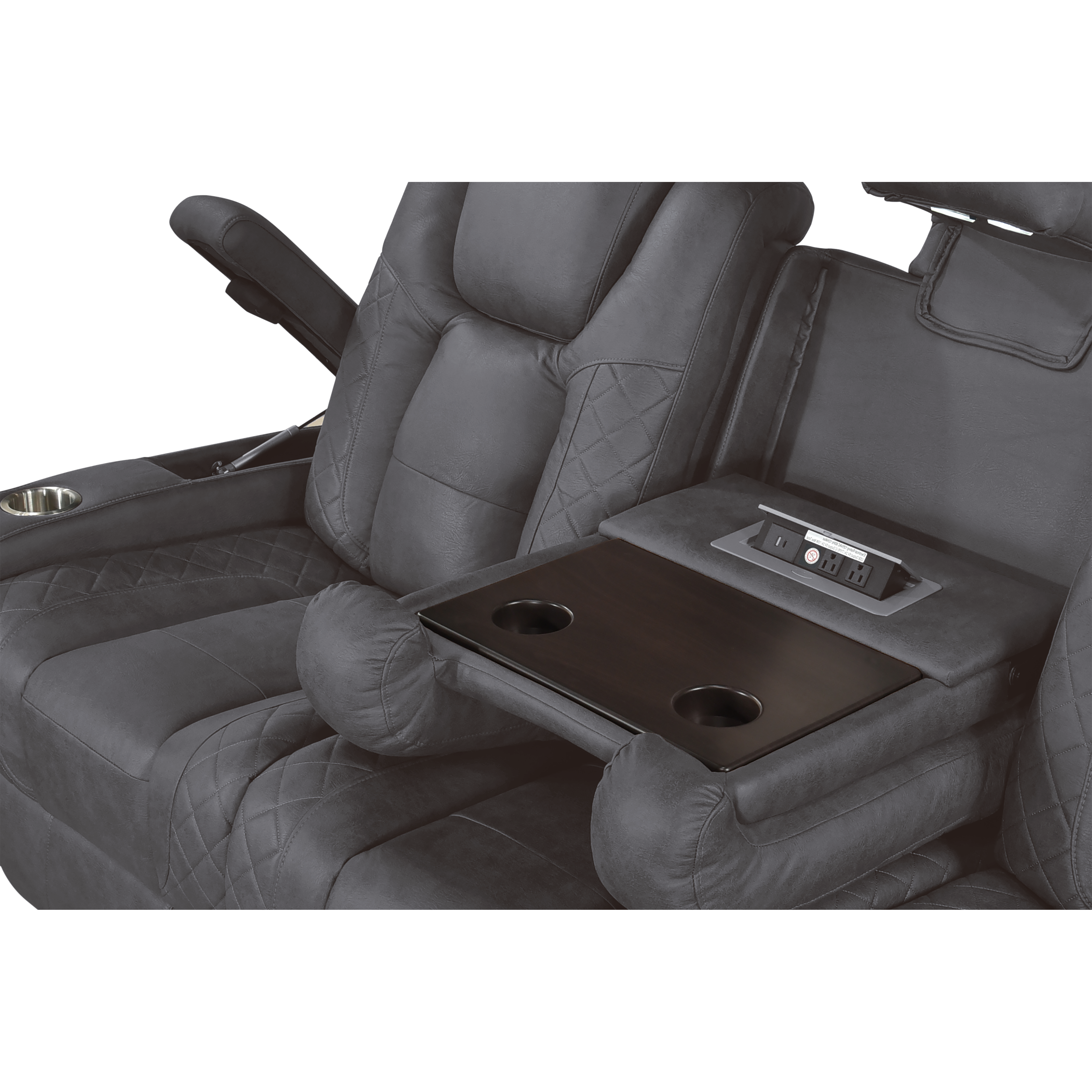 Gray Performance Fabric Power Reclining Sofa and Loveseat with LED Lights, view 7