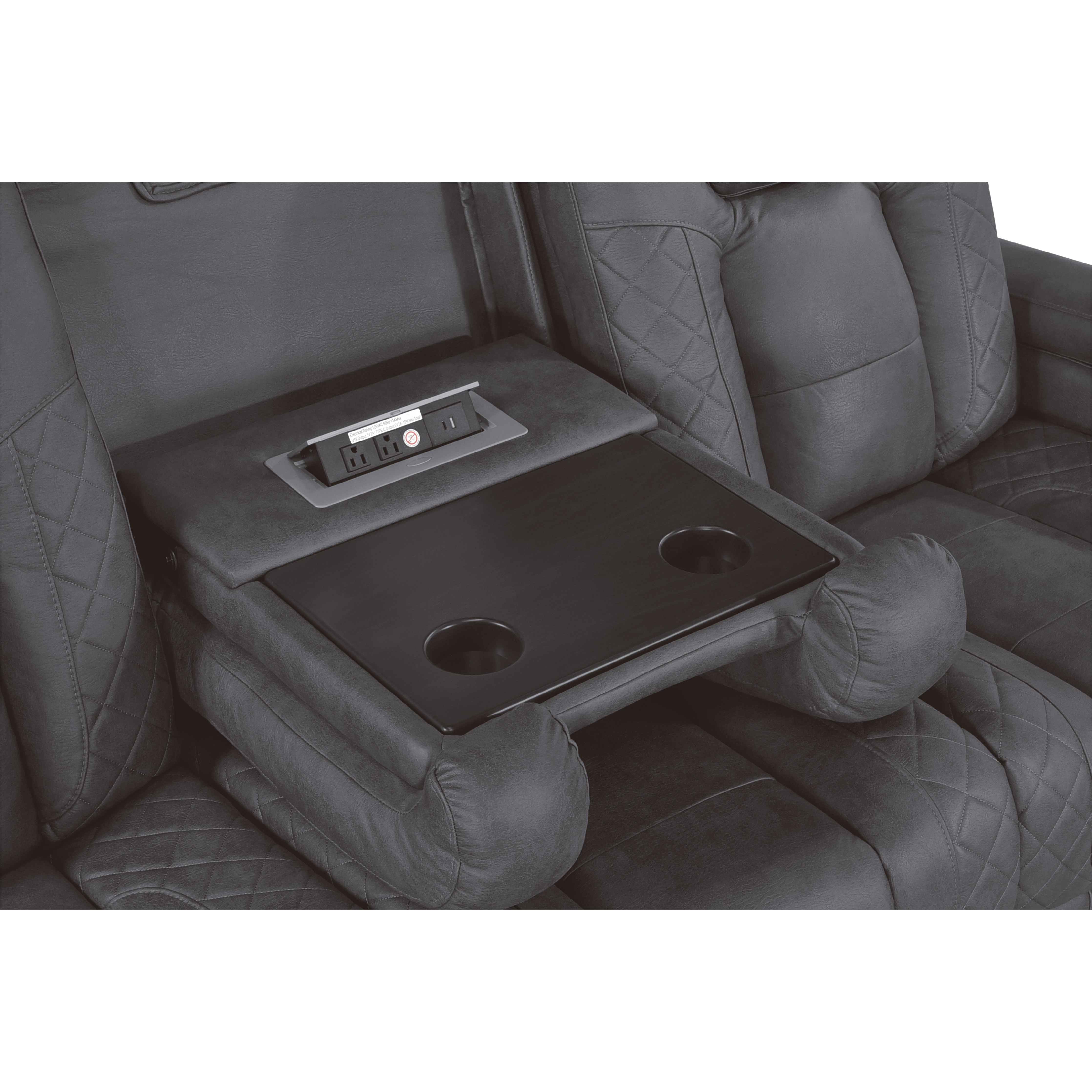 Gray Performance Fabric Power Reclining Sofa and Loveseat with LED Lights, view 4