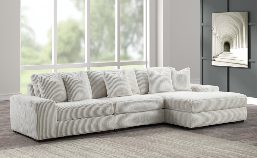 SUNDAY 3PC OVERSIZED BEIGE  CORDUROY SECTIONAL