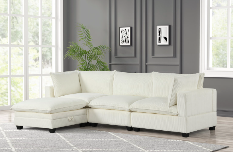 CREAM THIN CORDUROY CLOUD MODULAR SECTIONAL