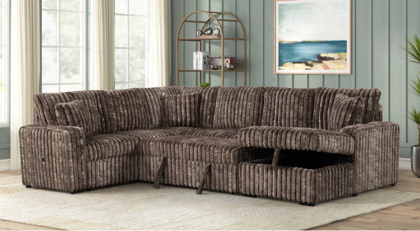 SONIC 3PC OVERSIZED MOCHA CORDUROY SECTIONAL