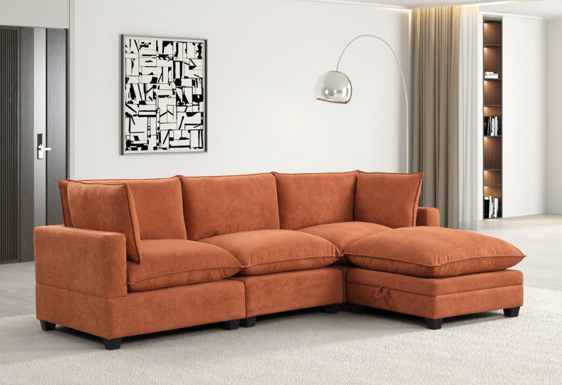 RUST PERFORMANCE FABRIC CLOUD MODULAR SECTIONAL