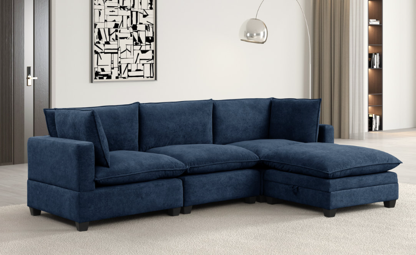 NAVY PERFORMANCE FABRIC CLOUD MODULAR SECTIONAL
