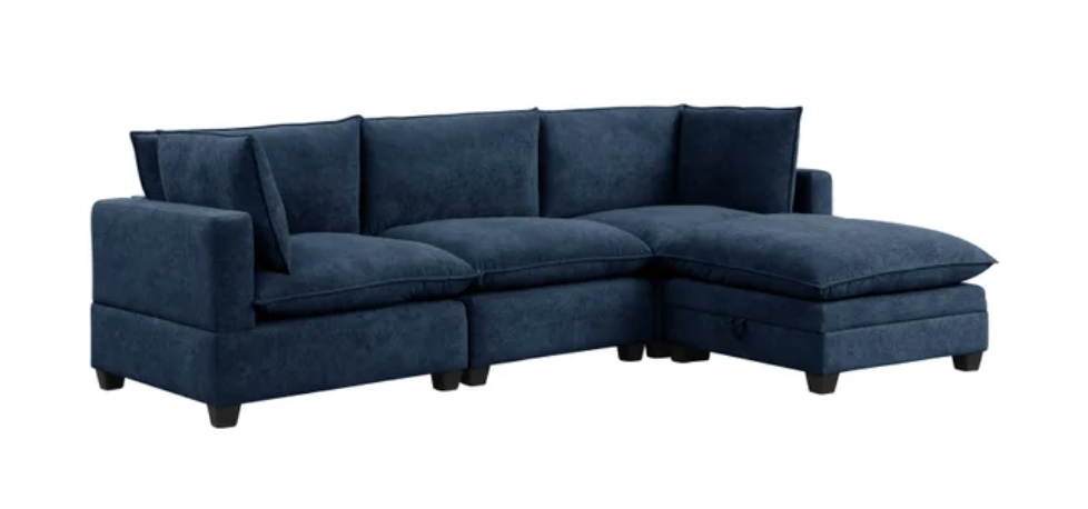 NAVY PERFORMANCE FABRIC CLOUD MODULAR SECTIONAL