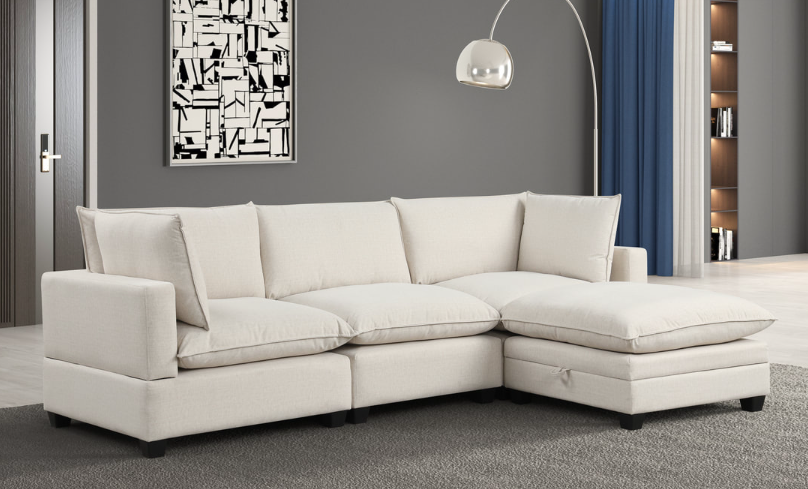 CREAM PERFORMANCE FABRIC CLOUD MODULAR SECTIONAL