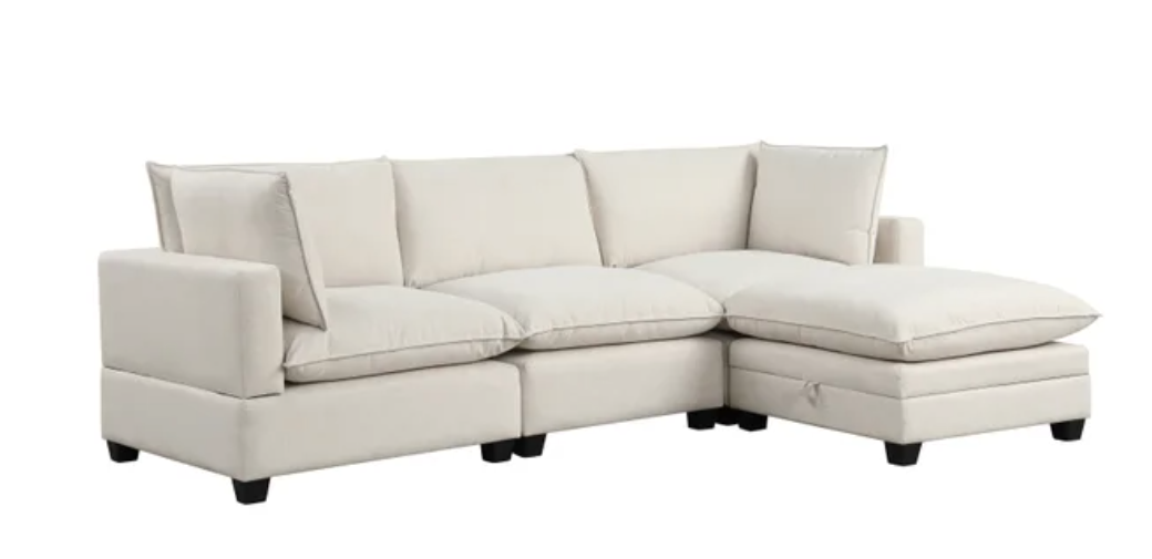 CREAM PERFORMANCE FABRIC CLOUD MODULAR SECTIONAL