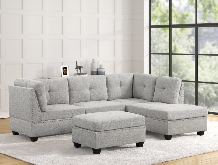 SIENNA 2 PC SECTIONAL IN GRAY BOUCLE
