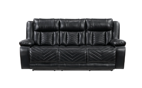 HURON BLACK LEATHER GEL POWER RECLINING SET