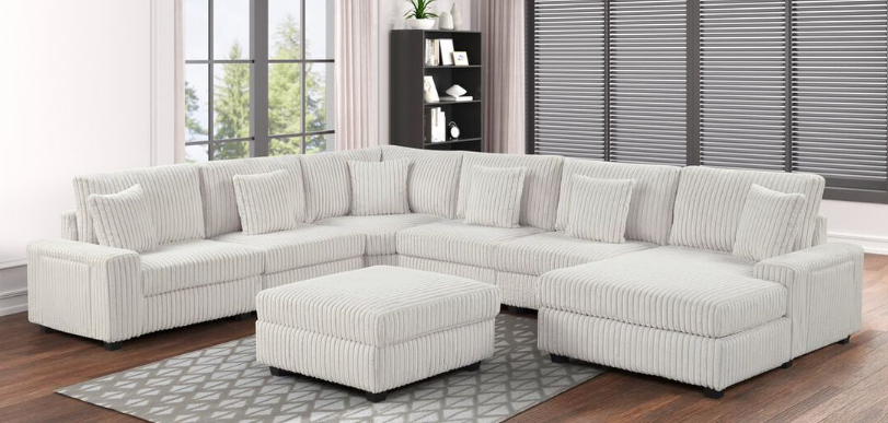 BAZOOKA 7PC OVERSIZED BEIGE CORDUROY SECTIONAL