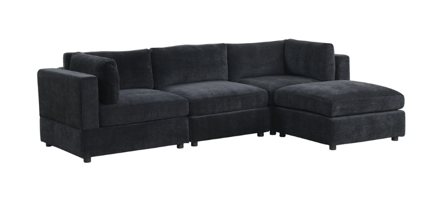 MILAN BLACK PERFORMANCE FABRIC MODULAR SECTIONAL