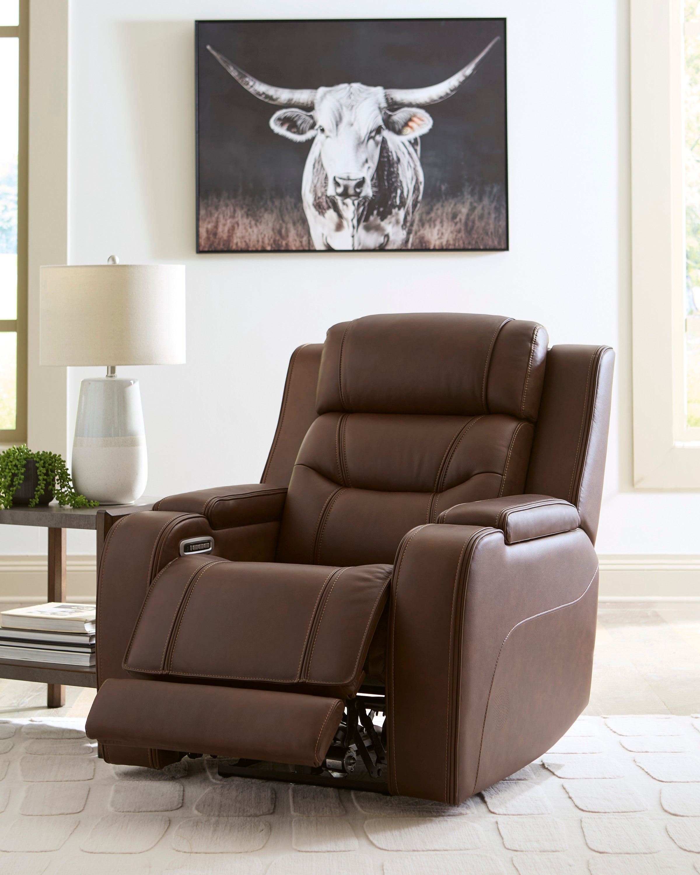 Ashley Knightington Brown Leather Power Reclining Set, view 2