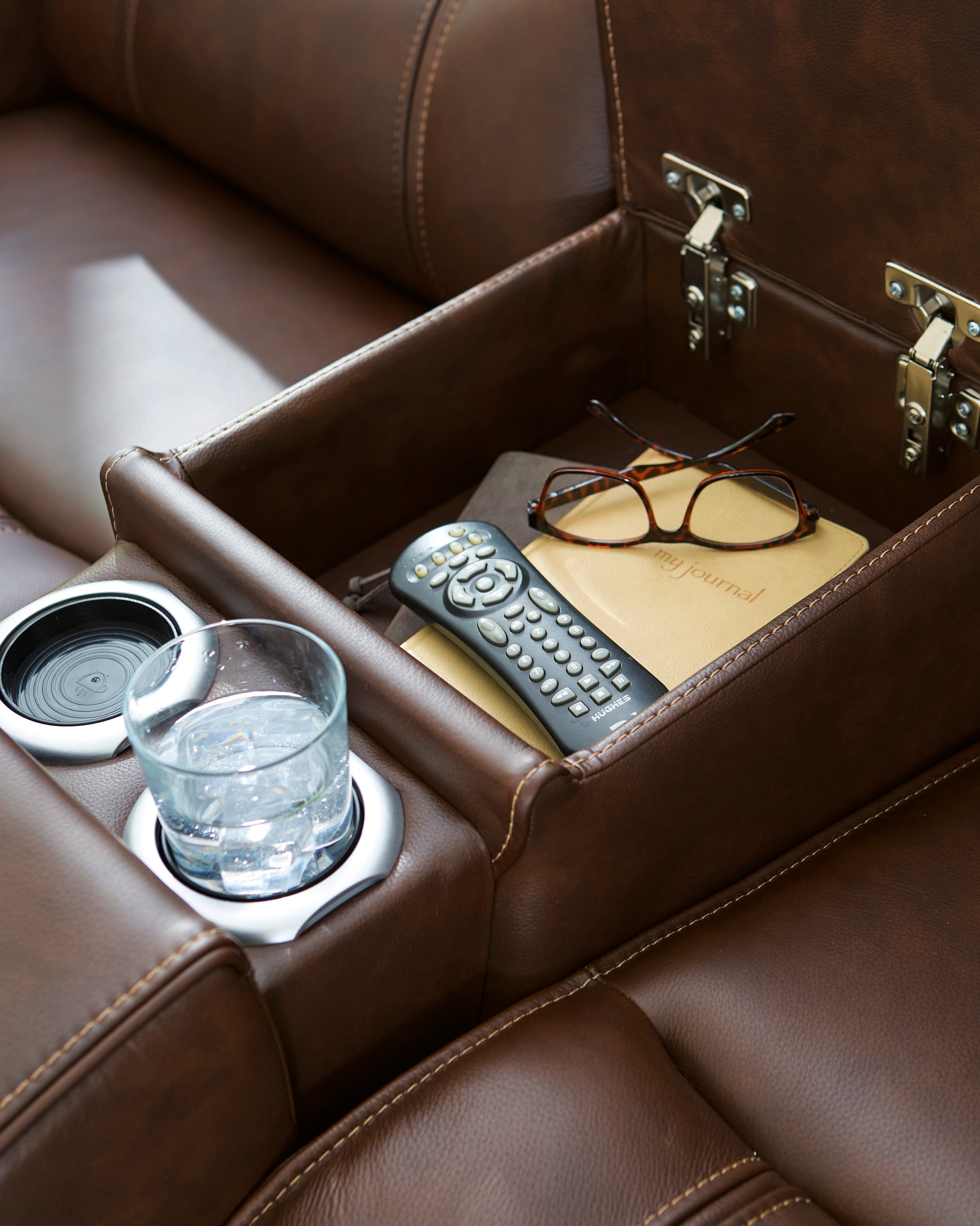 Ashley Knightington Brown Leather Power Reclining Set, view 8