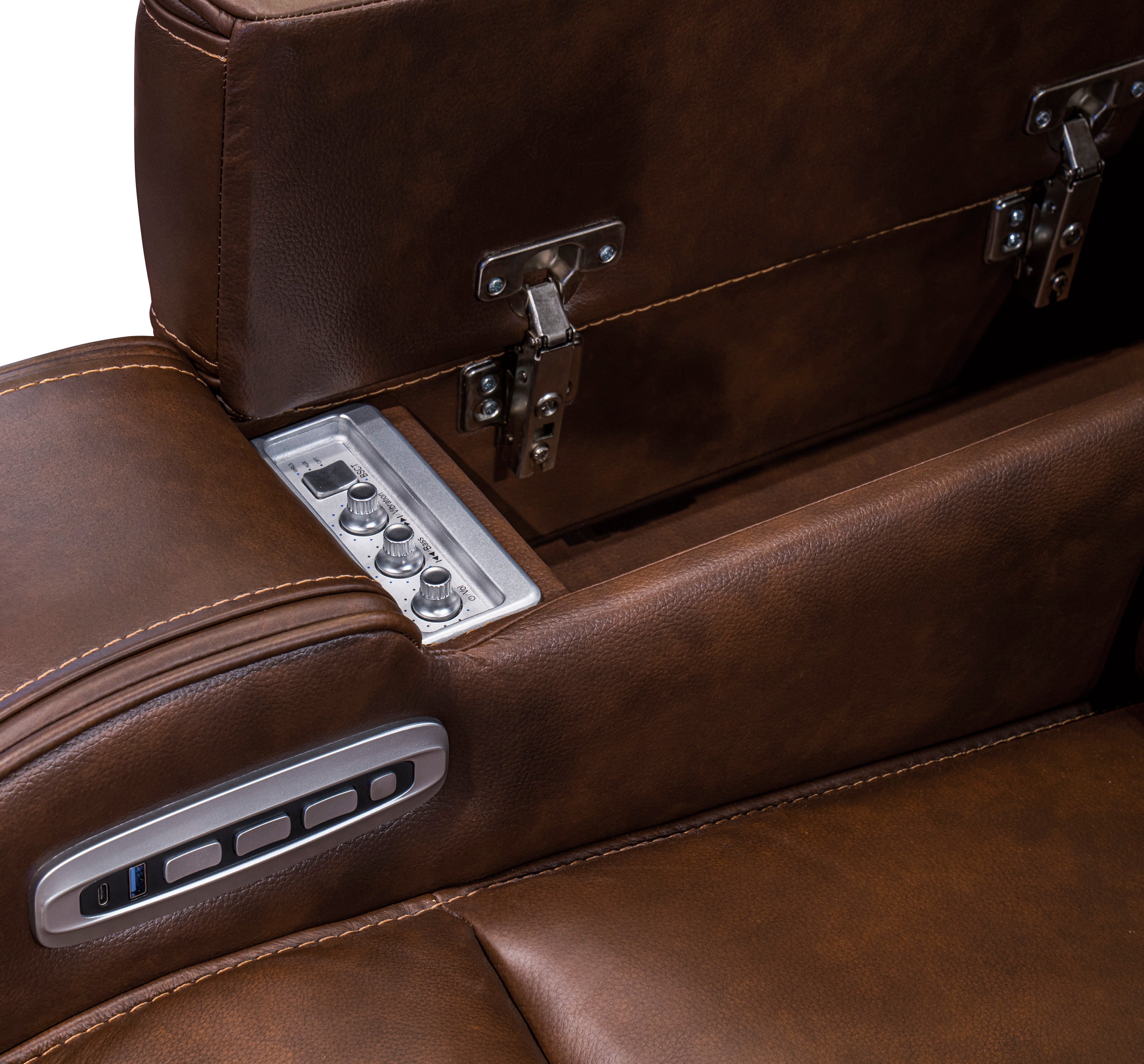 Ashley Knightington Brown Leather Power Reclining Set, view 7