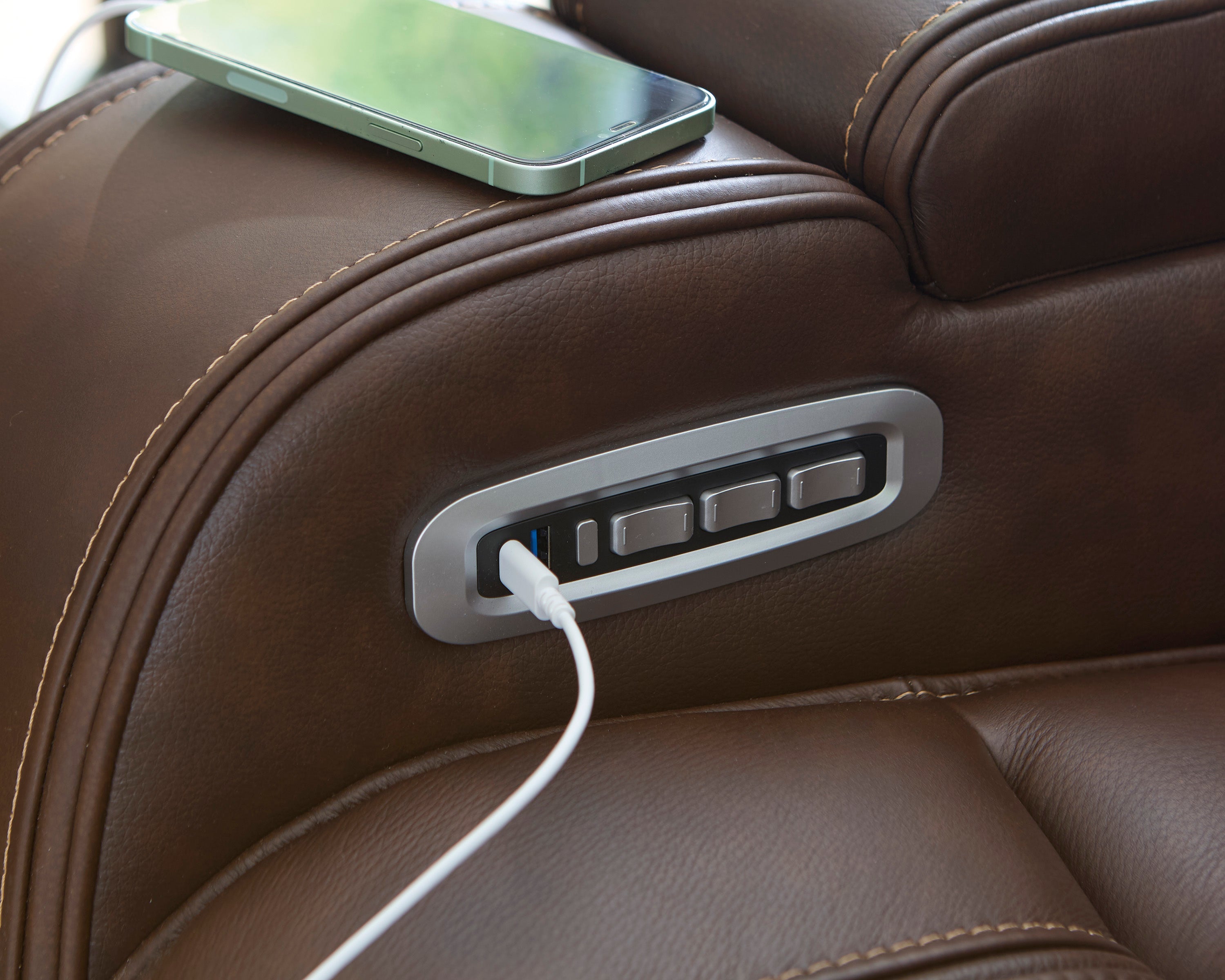 Ashley Knightington Brown Leather Power Reclining Set, view 6