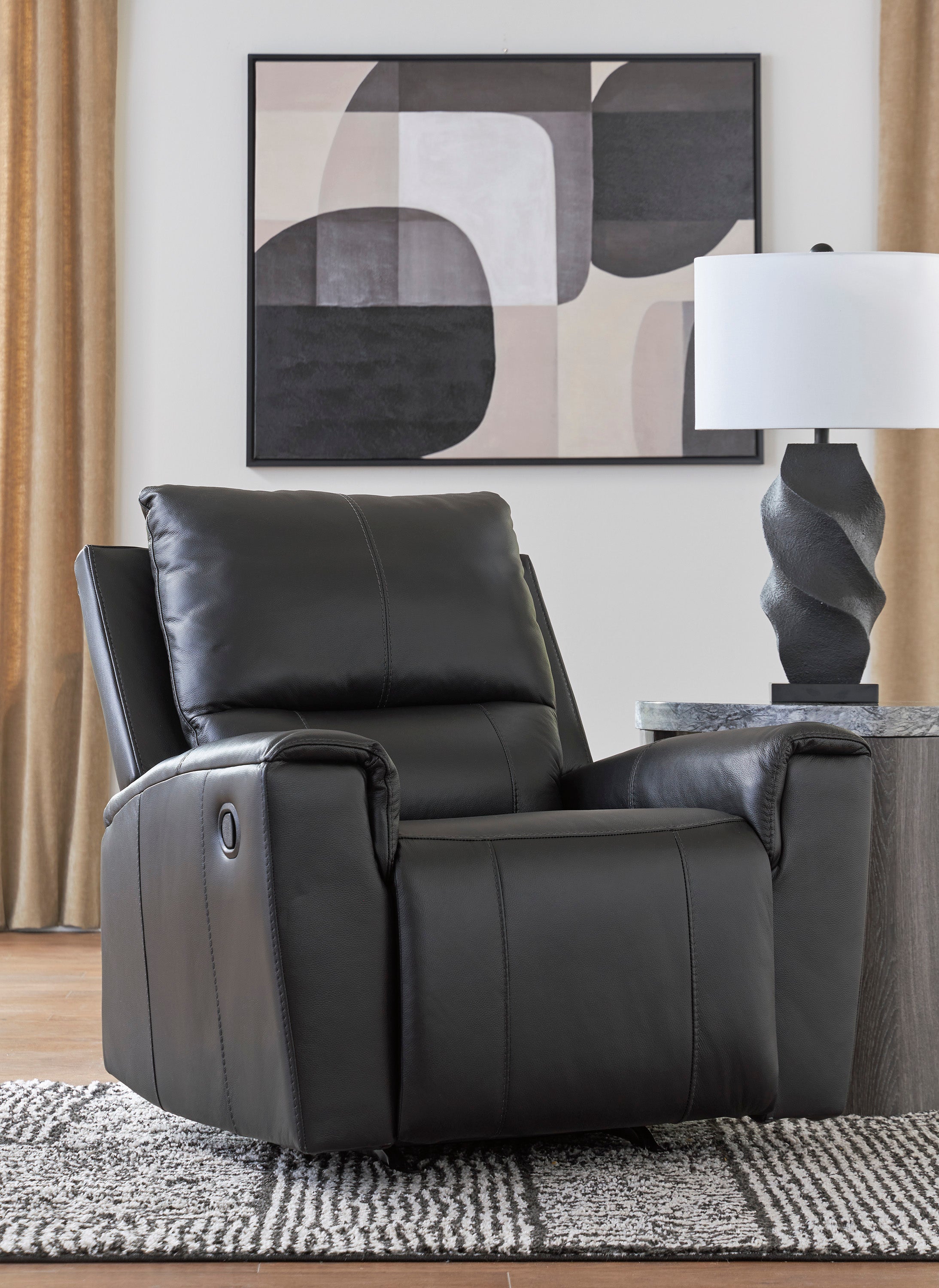 Ashley Glossmore Black Leather Reclining Set, view 8