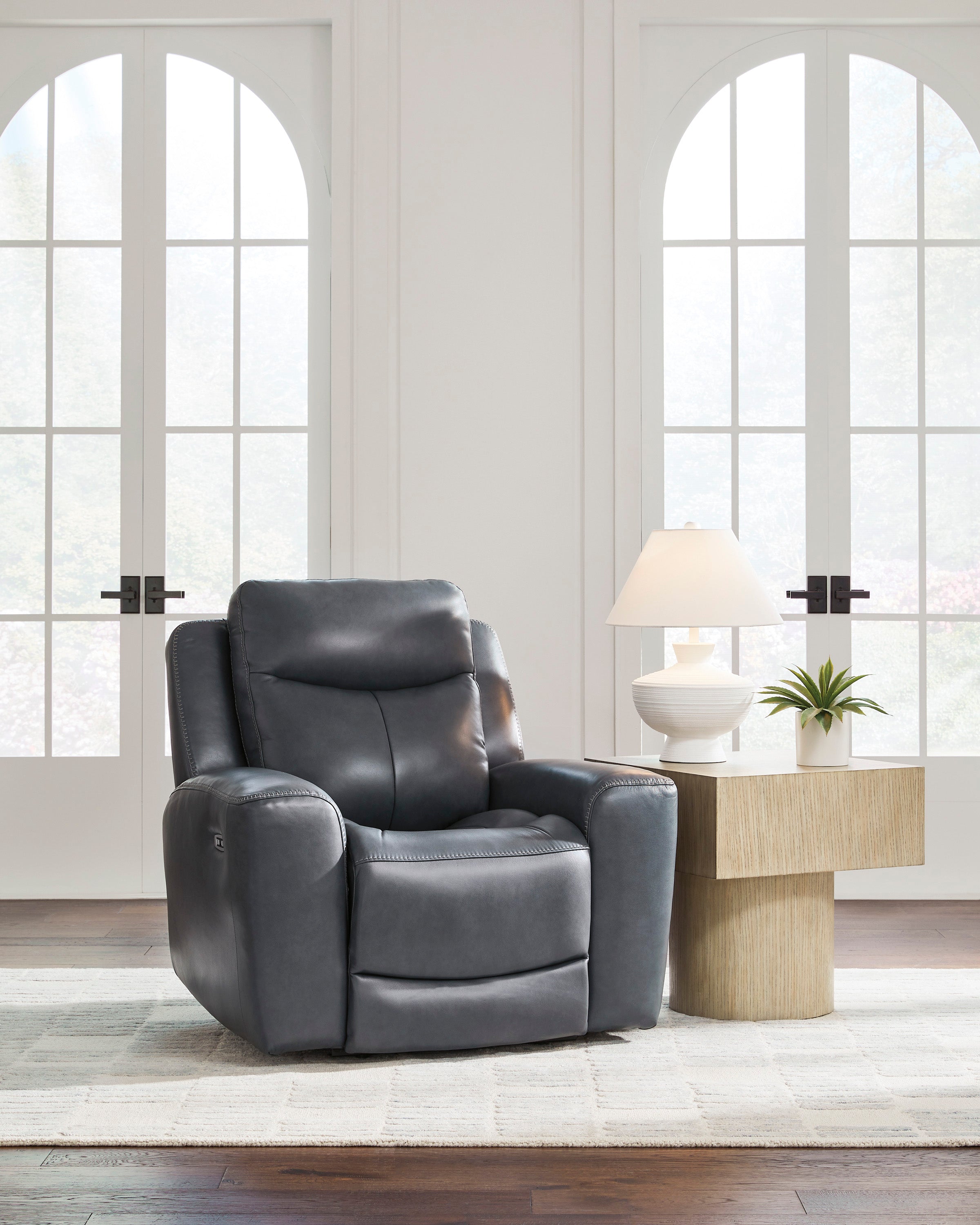 Ashley Next Move Admiral Blue Leather Power Reclining Set, view 6