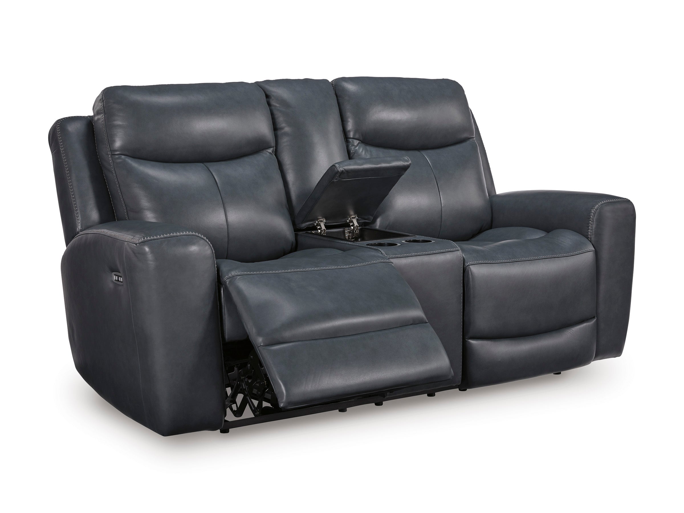Ashley Next Move Admiral Blue Leather Power Reclining Set, view 5