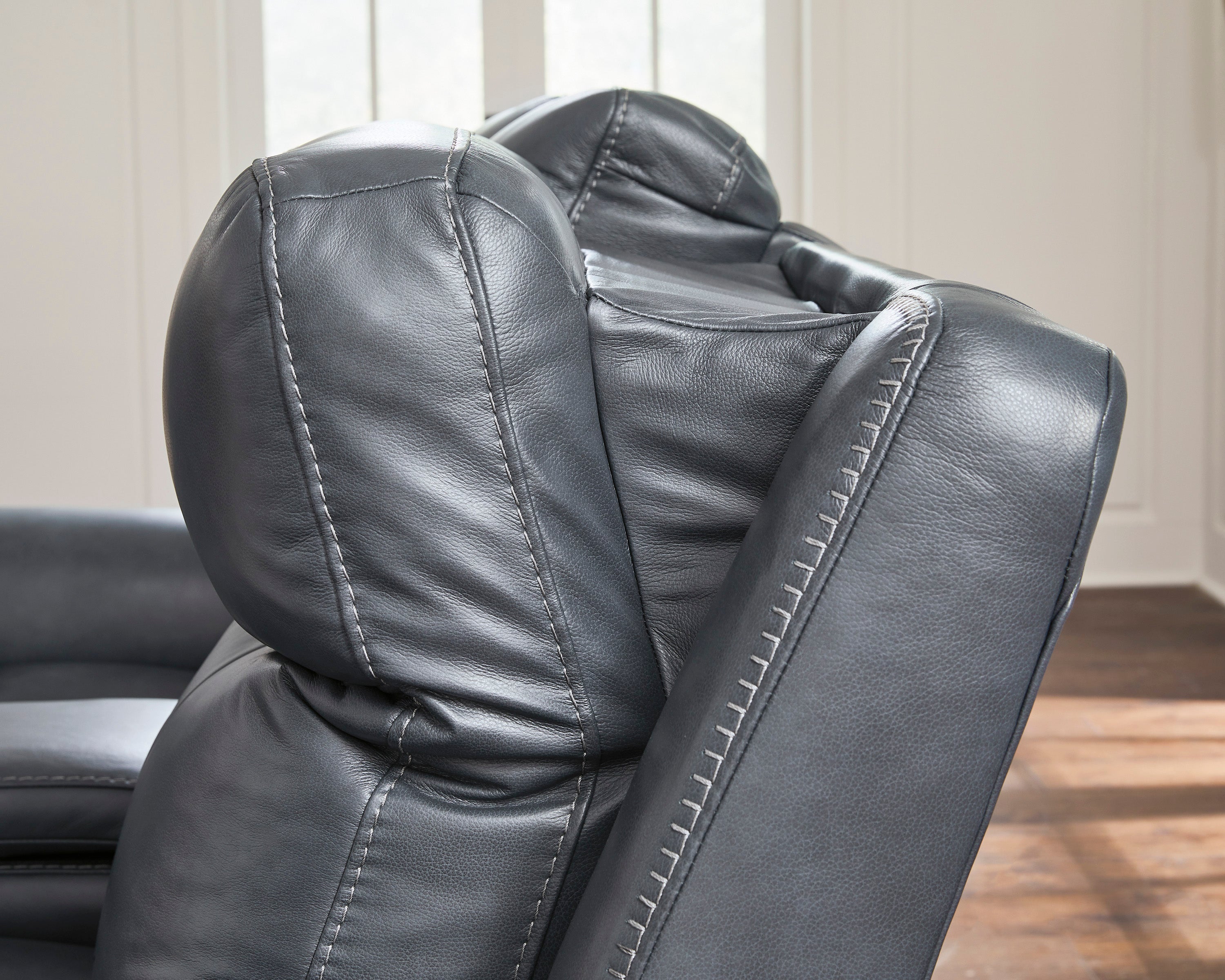 Ashley Next Move Admiral Blue Leather Power Reclining Set, view 3