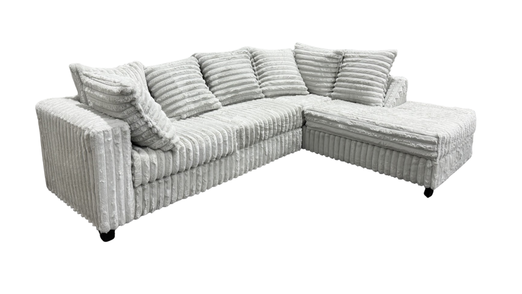 Gia Silver Corduroy Sectional with Chaise, view 2