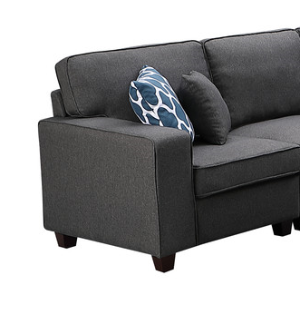 Casanova Dark Gray Linen 7Pc Modular Sectional Sofa and Ottoman