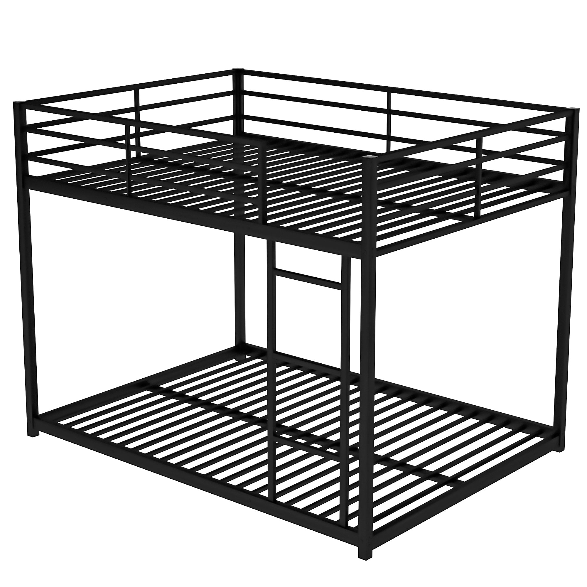 Full over Full Metal Bunk Bed, Low Bunk Bed with Ladder, Black(Old SKU:MF197034AAB)