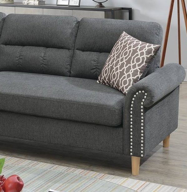 Slate Color Polyfiber Reversible Sectional